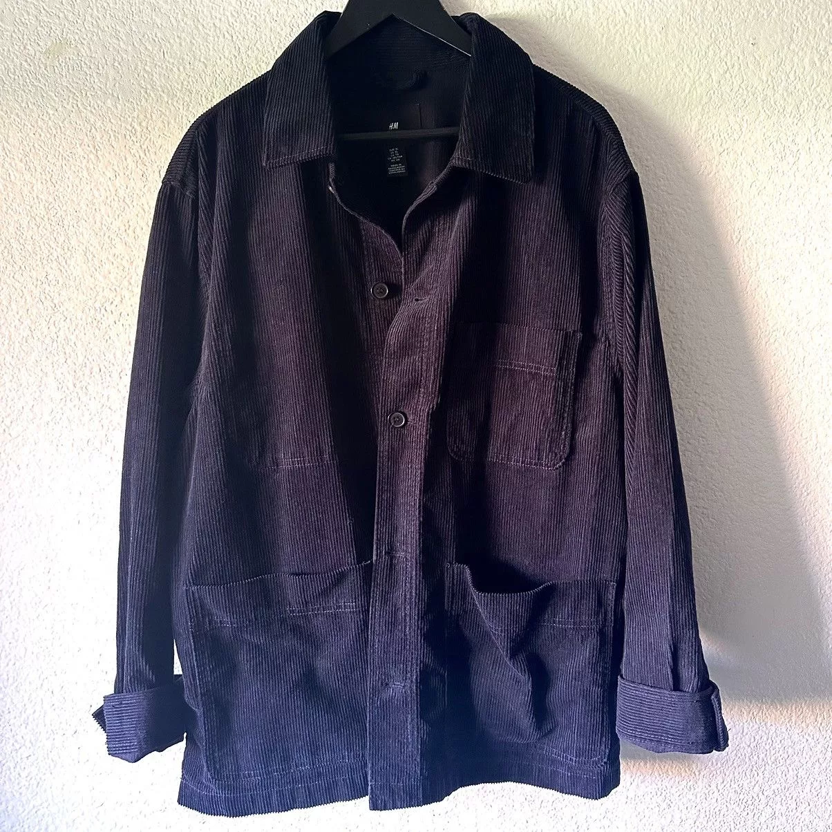 H&M Light Jackets H&M Navy Blue Corduroy Work Jacket