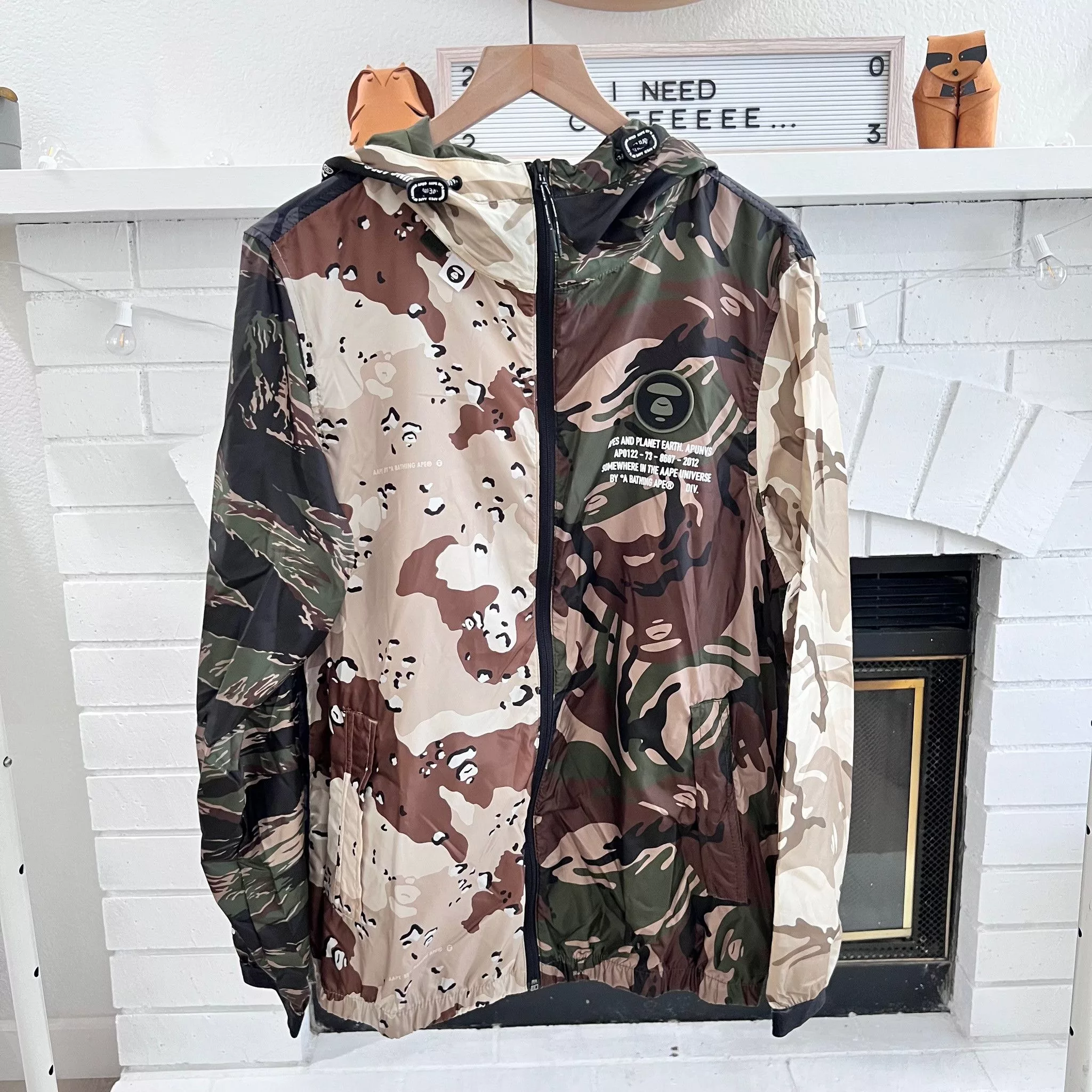 Aape Light Jackets Aape Bape A bathing Ape MIX CAMO PANEL Hooded Windbreaker JACKET Multi