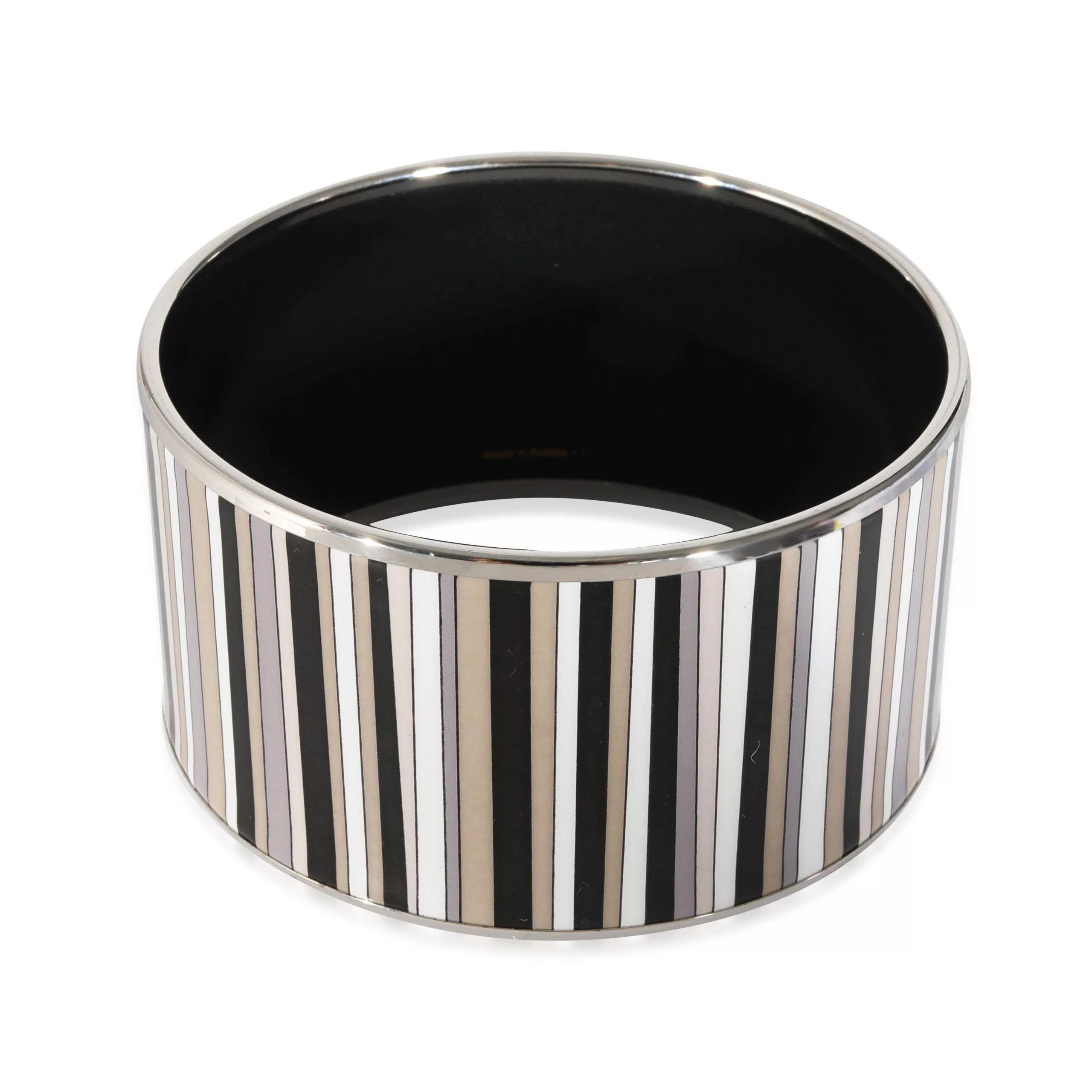 Hermes Rings Hermes Hermès Carioca Strips Extra Wide Enamel Bracelet Silver