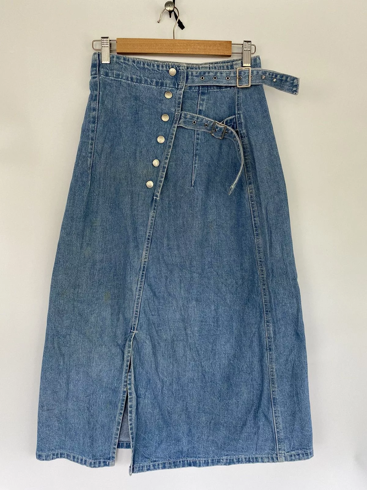Designer Midi Skirts Designer × Japanese Brand Vintage Betty Smith Women’s Midi Skirt Blue Denim Fashion Streetwear
