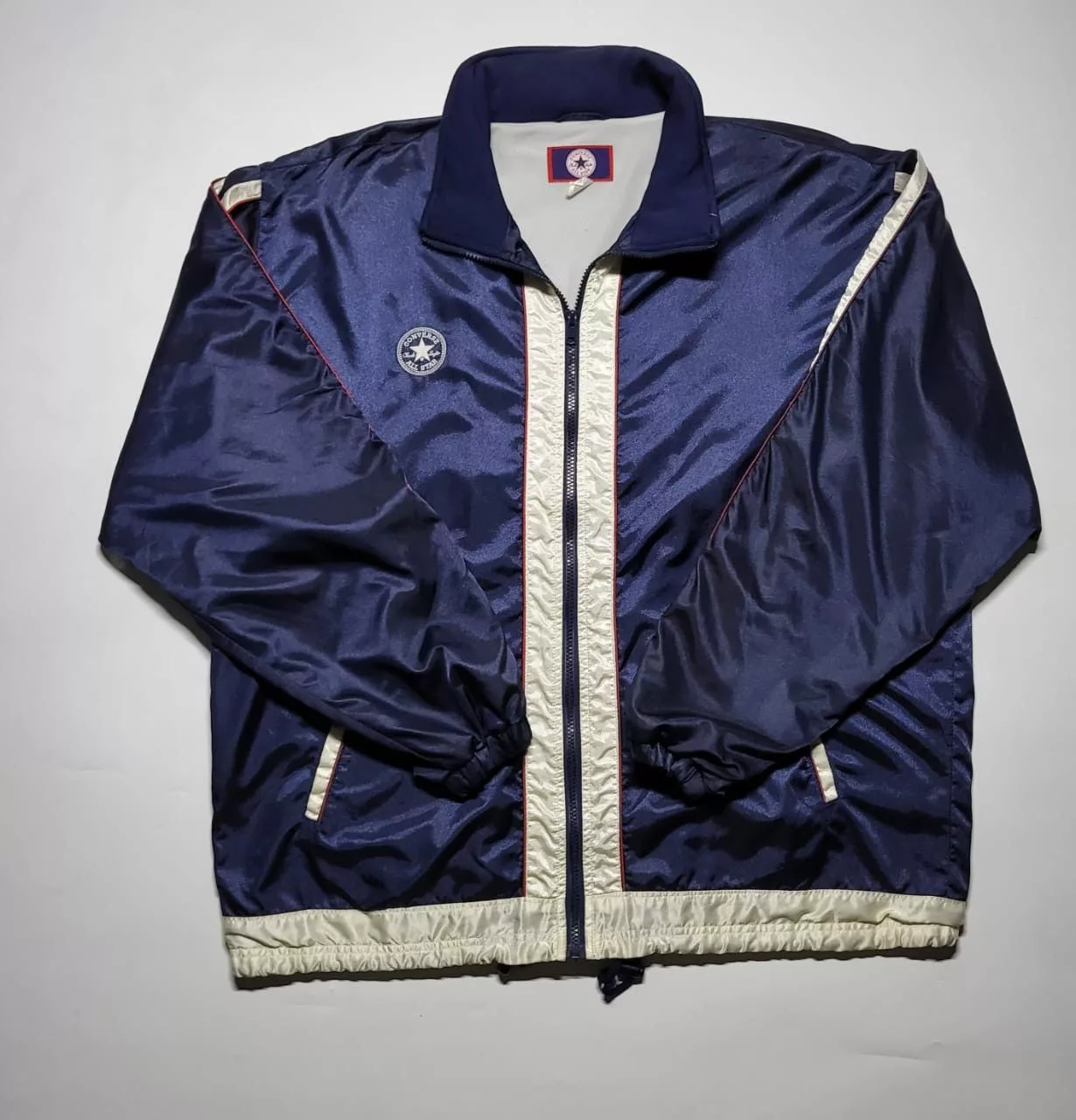 Converse Light Jackets Converse × Vintage Converse navy metallic biglogo Windbreaker Jacket Blue
