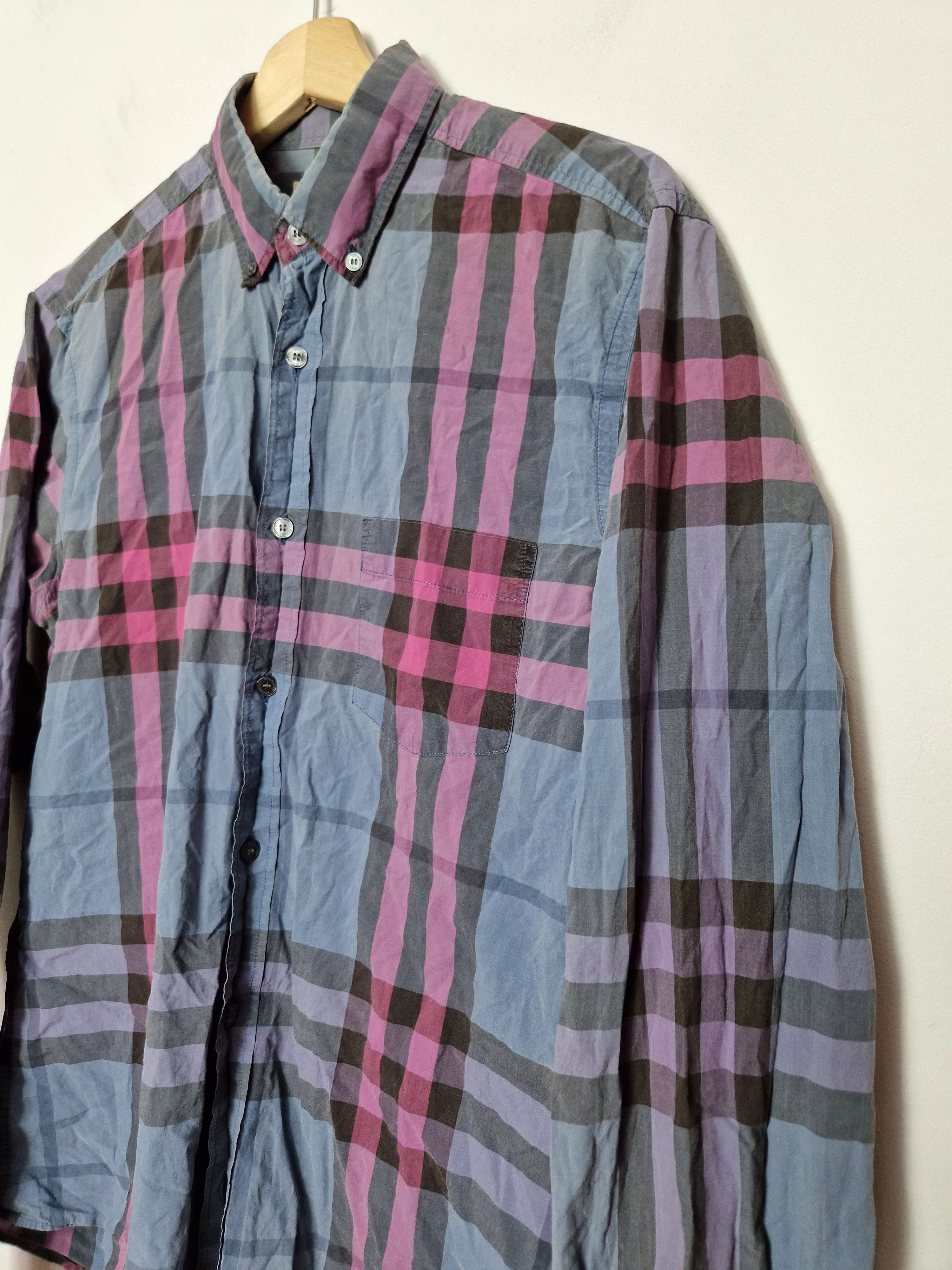 Burberry Shirts Button Ups Burberry nova check purple shirt