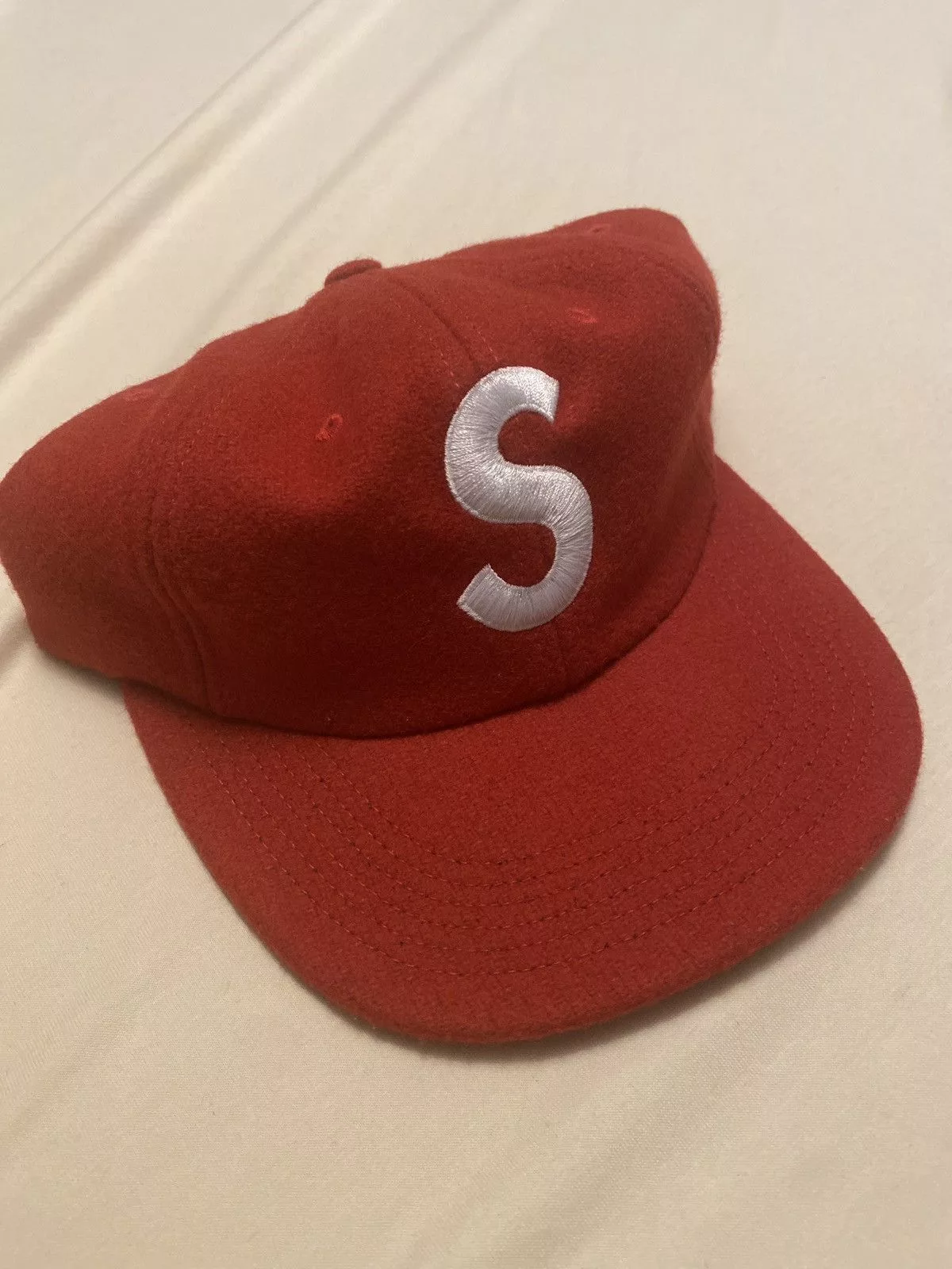 Supreme Hats Supreme S logo Wool Fall/Winter 2015 Red