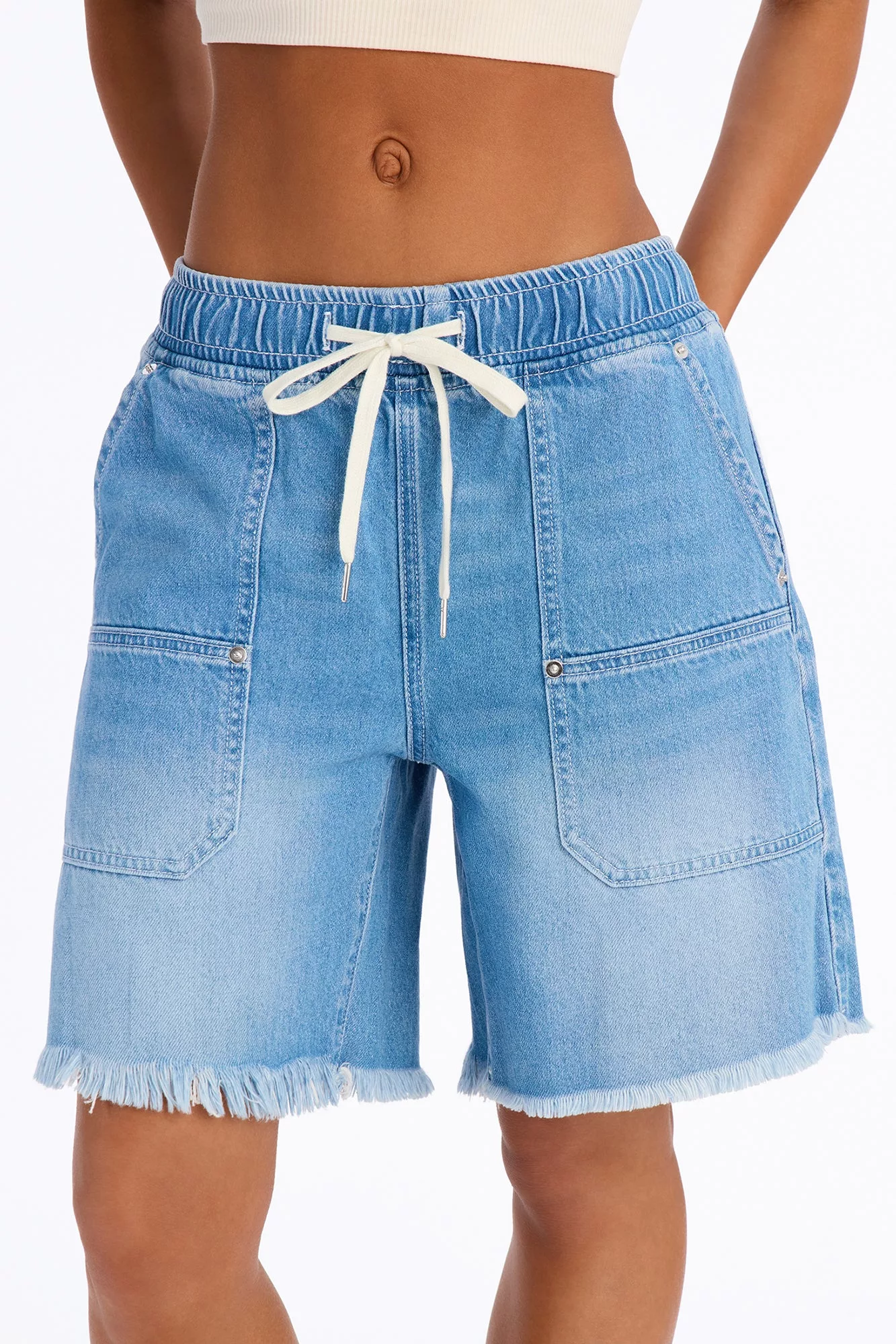 Outer Banks Pull On Denim Shorts - Medium Wash