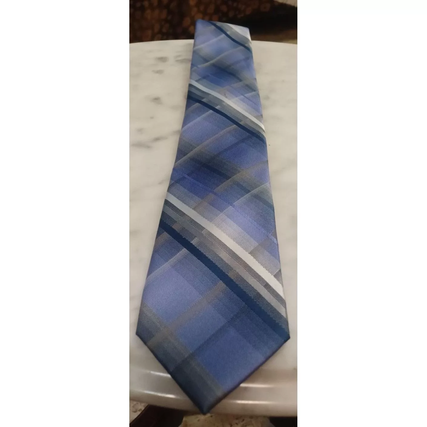 Van Heusen Ties Pocketsquares Van Heusen 100% Silk Men's Tie Purple Plaid Multi