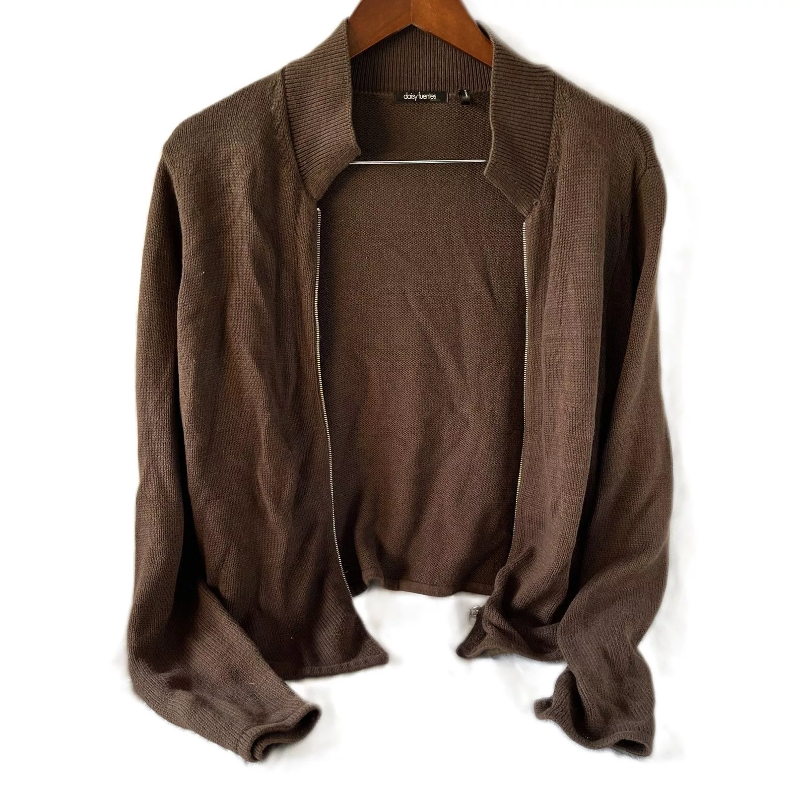 Other Jackets Other Daisy Fuentes Zip Cardigan Size L Brown