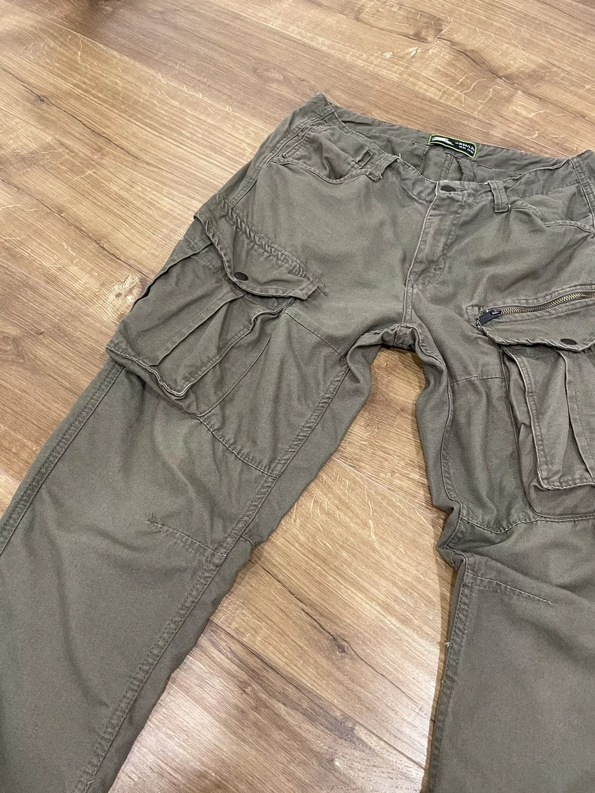 Vintage Casual Pants Vintage Olive Military Cargo Pockets Bondage Pants Size 34 Green