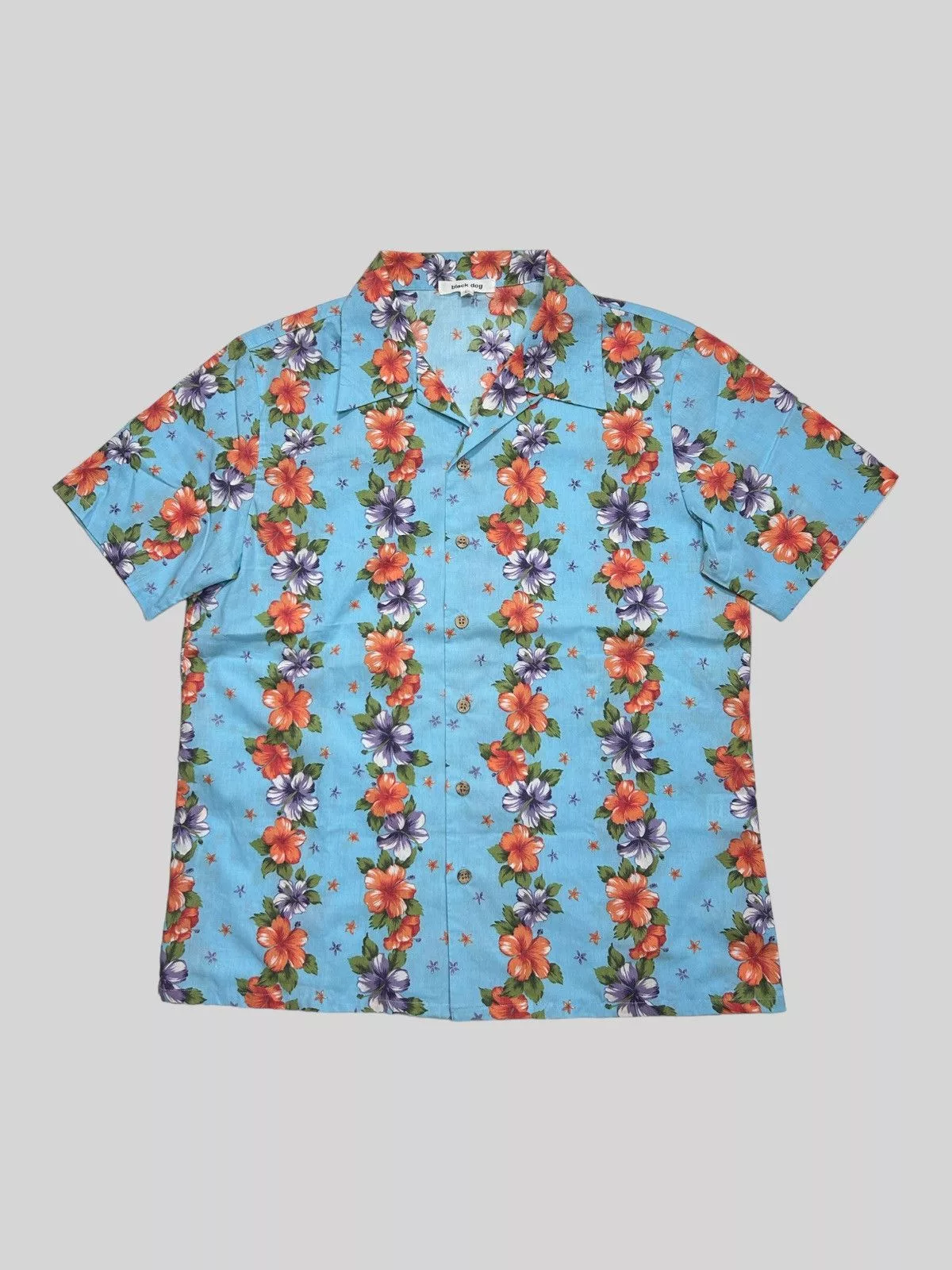 Vintage Button Ups Vintage Sun Surf Style Floral Cropped Camp Collar Shirt Blue