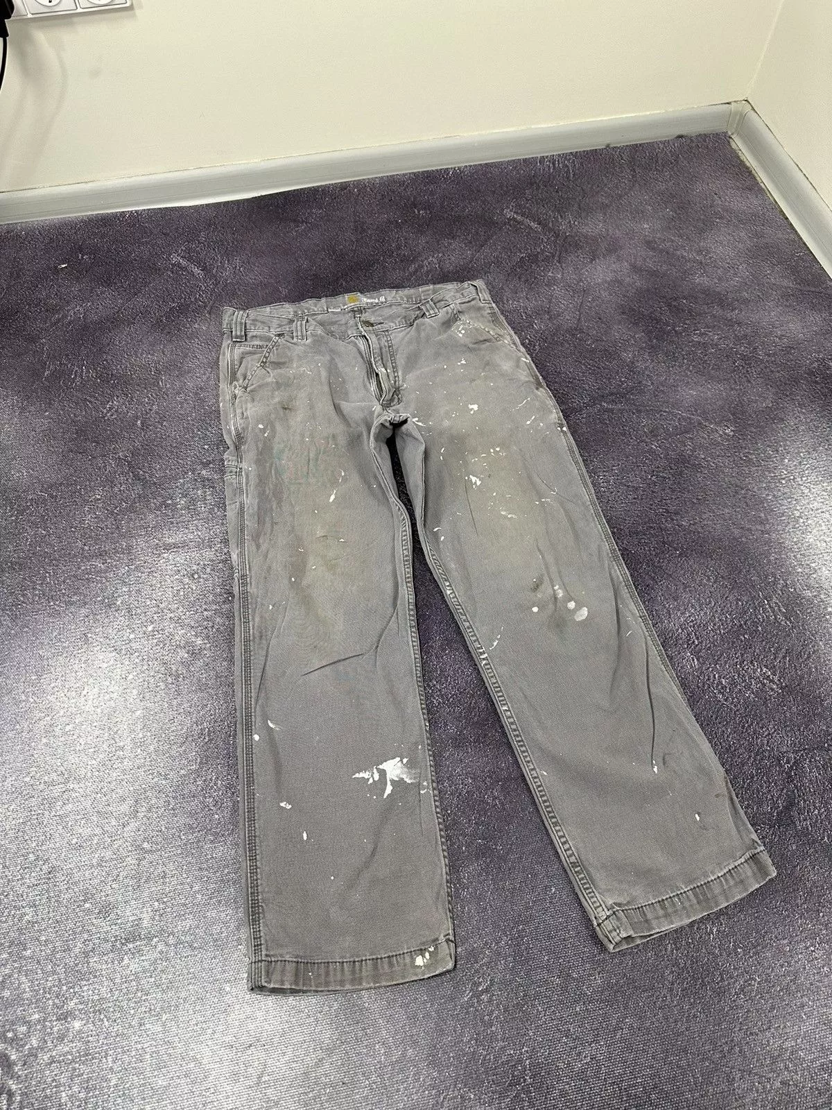 Carhartt Denim Vintage Carhartt Work Gray Painted Hype Baggy Pants Jeans Streetwear