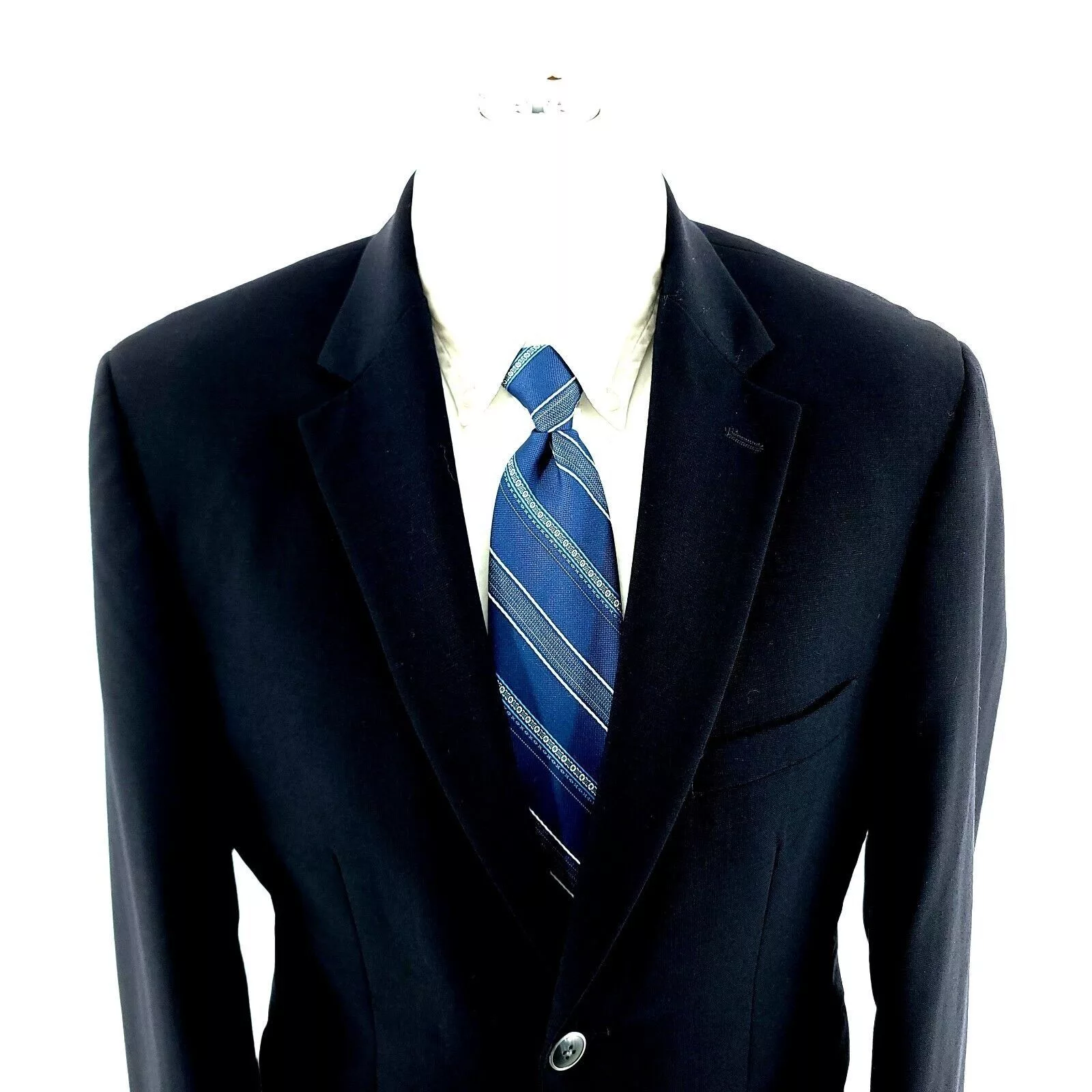 Pronto Uomo Blazers Pronto Uomo Est 1971 Wool Polyester 2 Button Blue Blazer 40S