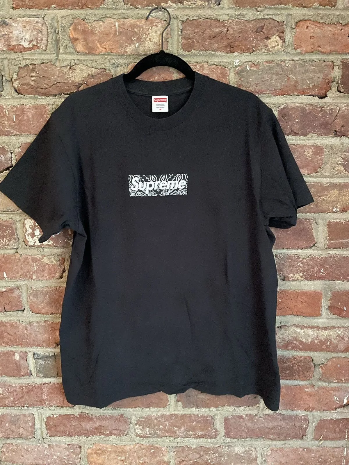 Supreme Short Sleeve T Shirts Supreme Bandana Box Logo Tee Shirt Black