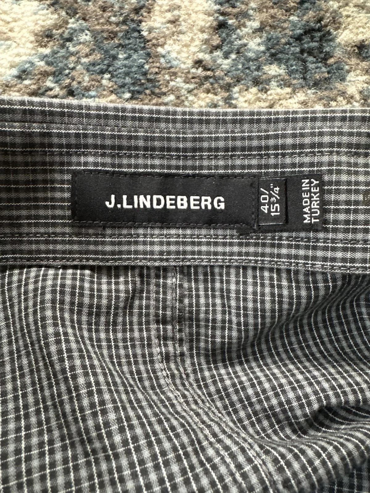 J.Lindeberg Shirts Button Ups J.Lindeberg Grey Checkered Button-Down Long-Sleeve Gray
