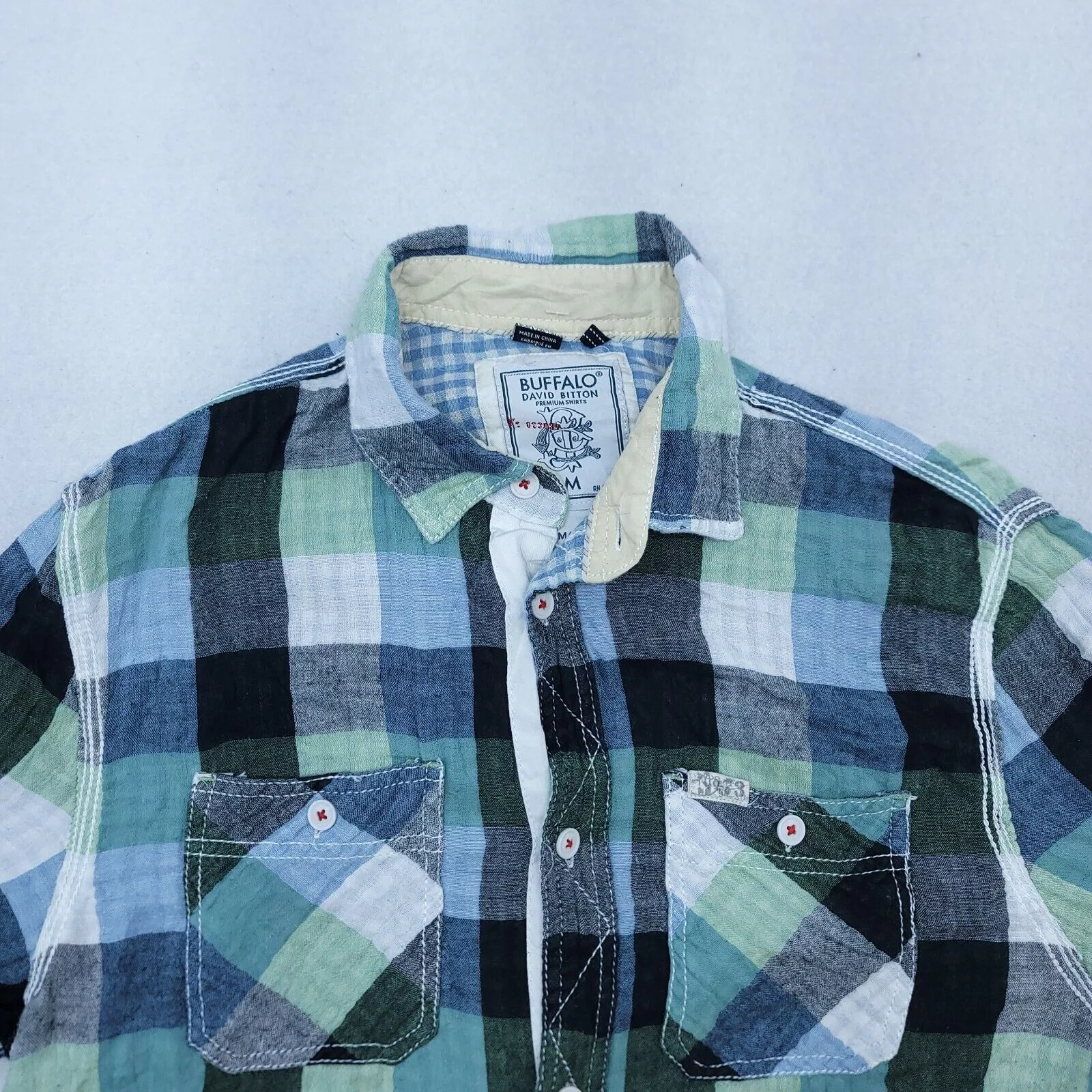Buffalo David Bitton Shirts Button Ups Buffalo David Bitton Gingham Flannel Shirt Mens Size M Green