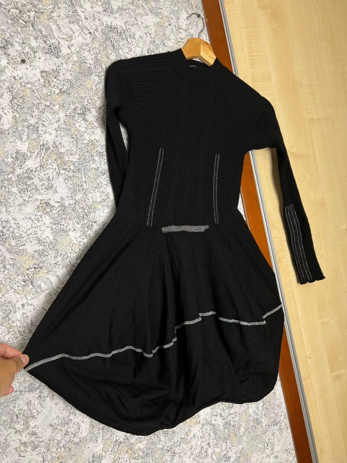 Designer Midi Dresses Designer × Marithe + Francois Girbaud Marithe Francois Girbaud Wool Dress Black Size Medium Luxury