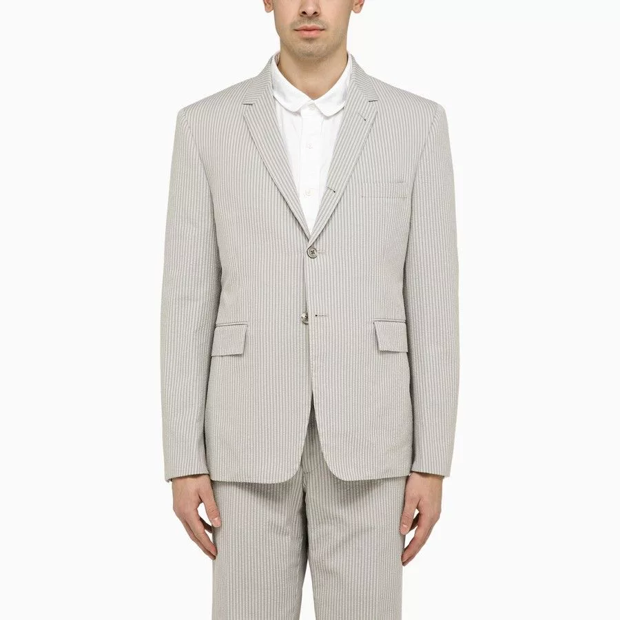 Thom Browne Light Jackets Thom Browne o1d2blof0724 Single-breasted Jacket in Light Grey Gray