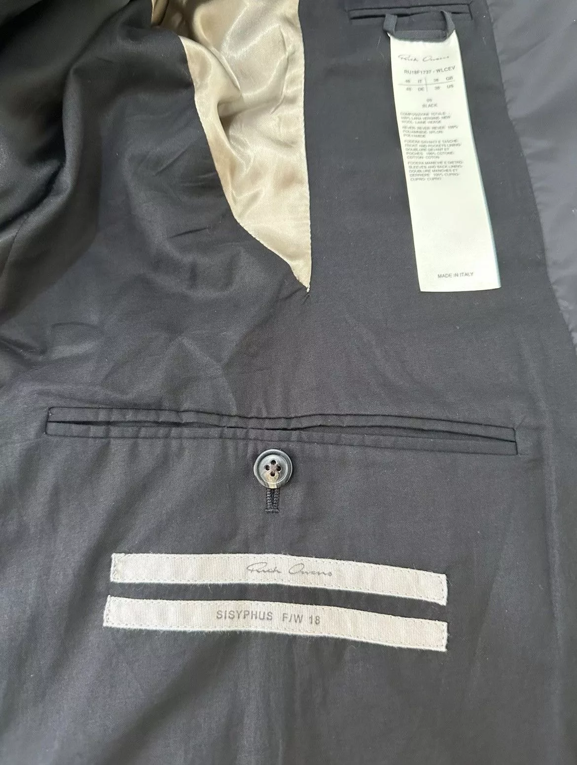 Rick Owens Blazers Rick Owens 18FW Blazer Suit Black