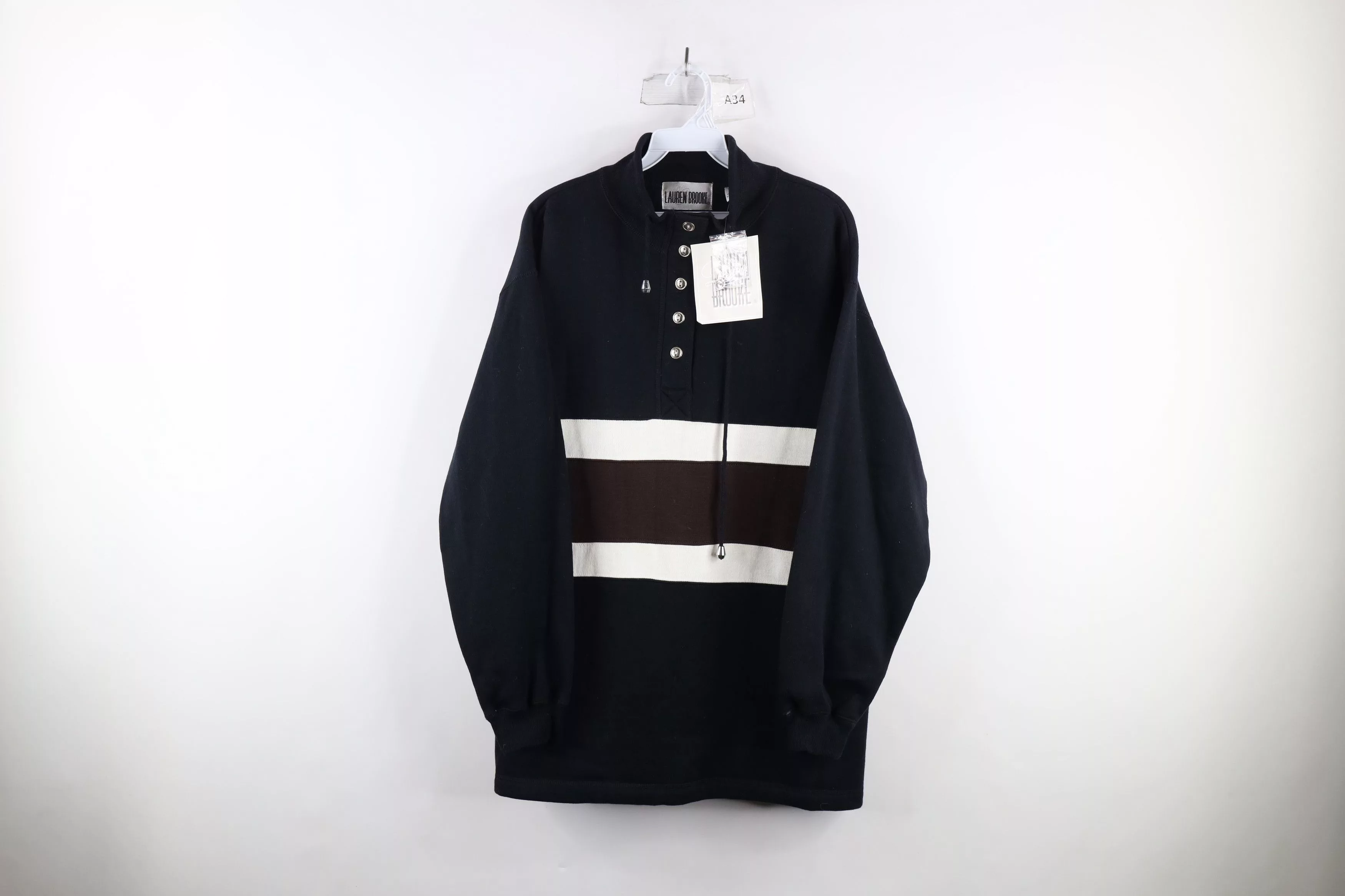 Vintage Sweatshirts Deadstock Vintage 90s Streetwear Block Henley Sweatshirt Multi