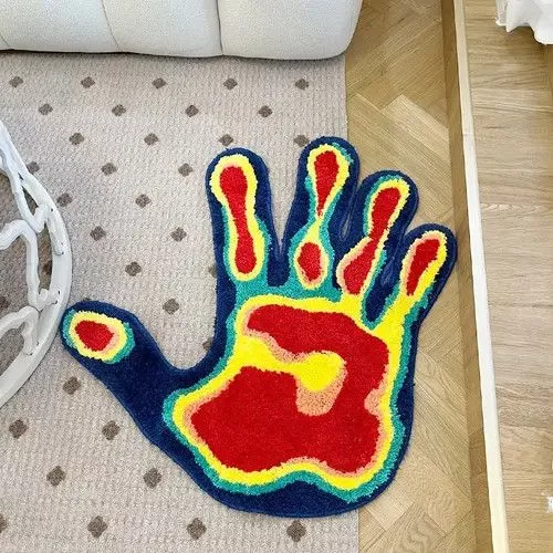 Handmade Miscellaneous Handmade Fluffy Palm Rug Tufted Carpet Multi