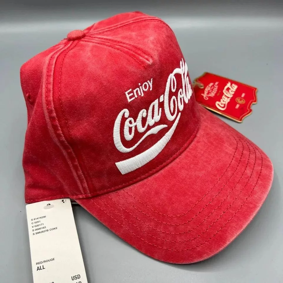 American Needle Hats Coca Cola Coke Hat Men Washed American Needle Snap Back Cap Red