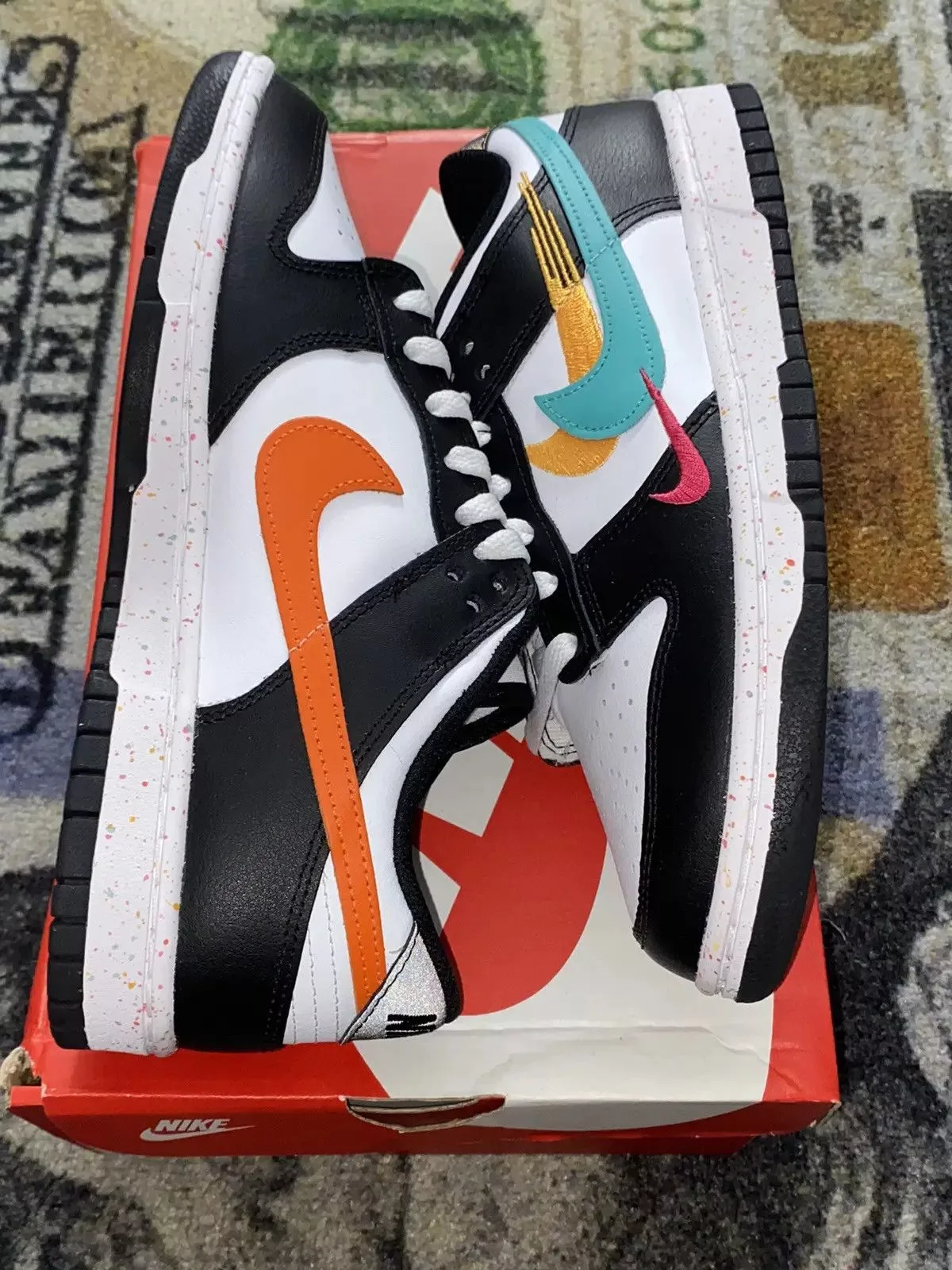 Nike Low Top Sneakers Nike Dunk Low Multiple Swooshes White Washed Teal Black