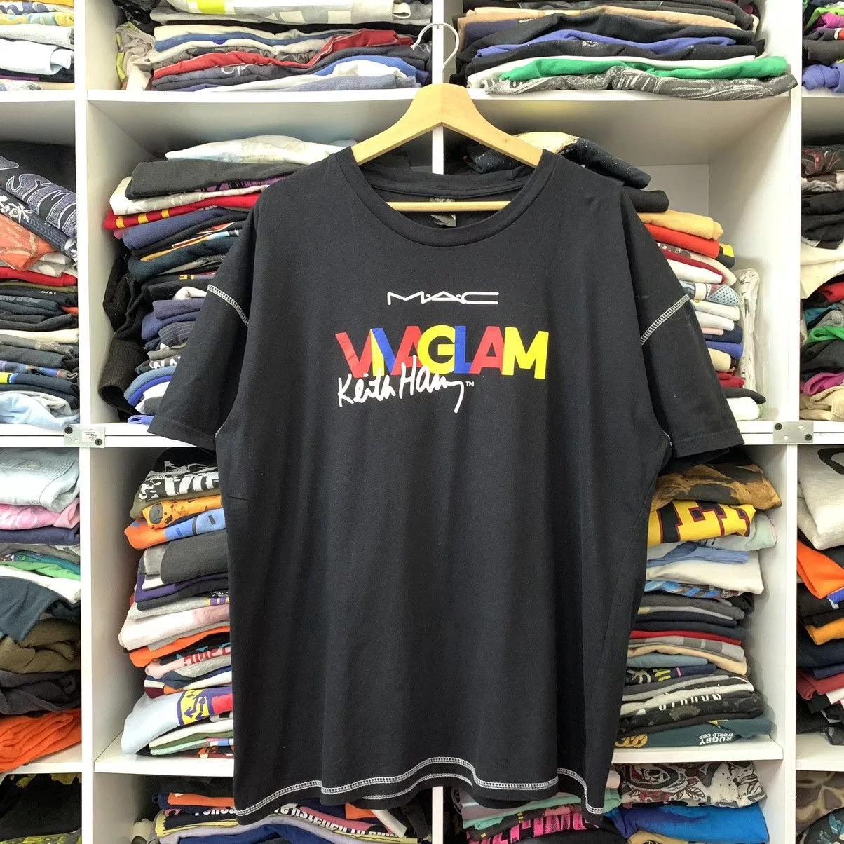 Keith Haring Short Sleeve T Shirts Keith Haring KEITH HARRING x MAC COSMETICS Black Streetwear