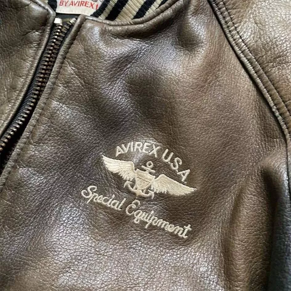 Avirex Leather Jackets Avirex 𝐀𝐕𝐈𝐑𝐄𝐗 𝐂𝐥𝐚𝐬𝐬𝐢𝐜 𝐋𝐞𝐚𝐭𝐡𝐞𝐫 𝐉𝐚𝐜𝐤𝐞𝐭 Brown