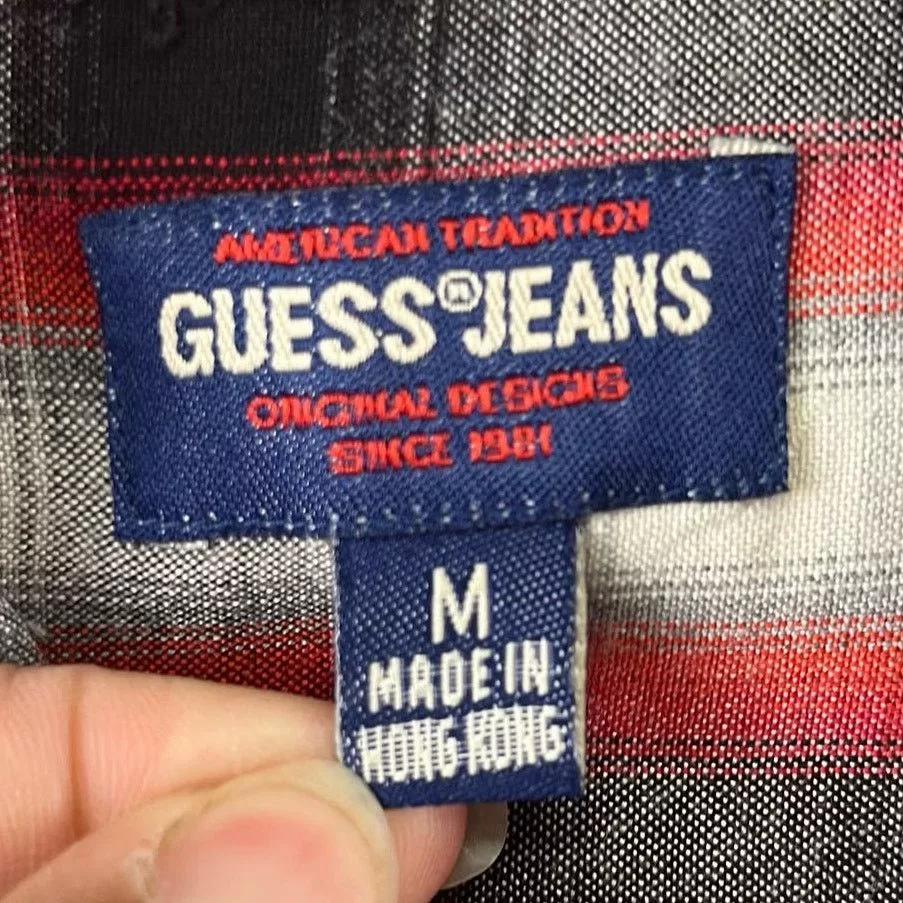 Guess Shirts Button Ups Vintage Guess Made in USA Plaid Button Down Shirt Medium Red