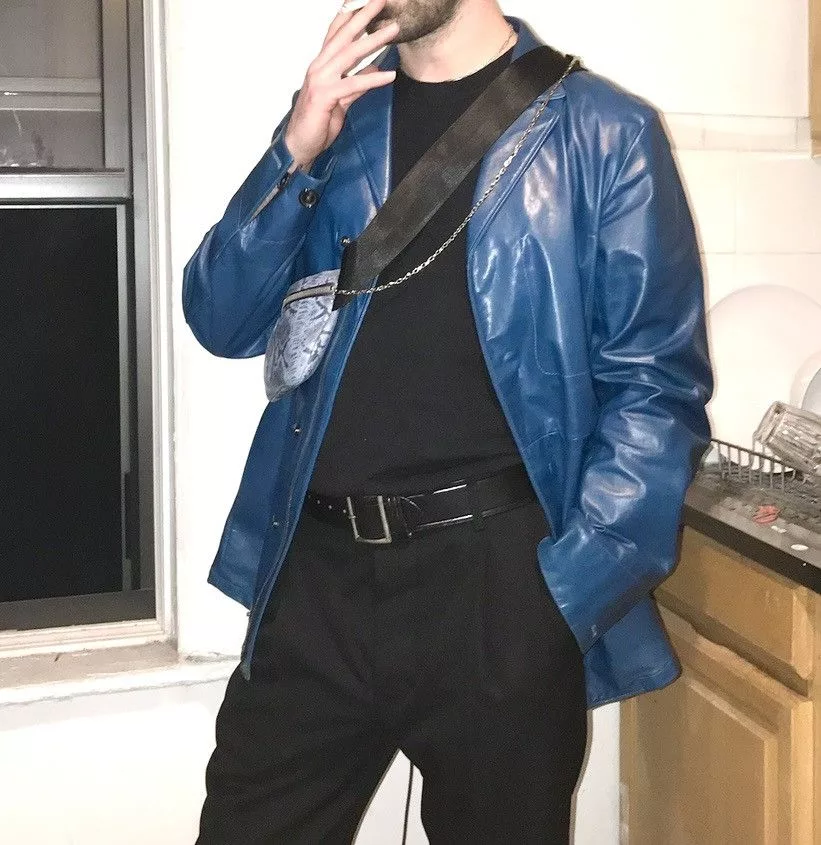 Jil Sander Leather Jackets Jil Sander Teal Leather Jacket Blue