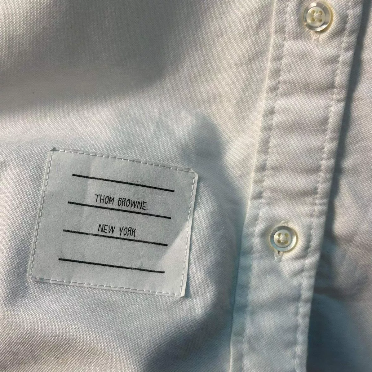 Thom Browne Button Ups THOM BROWNE STRIPED OXFORD SHIRT White Luxury