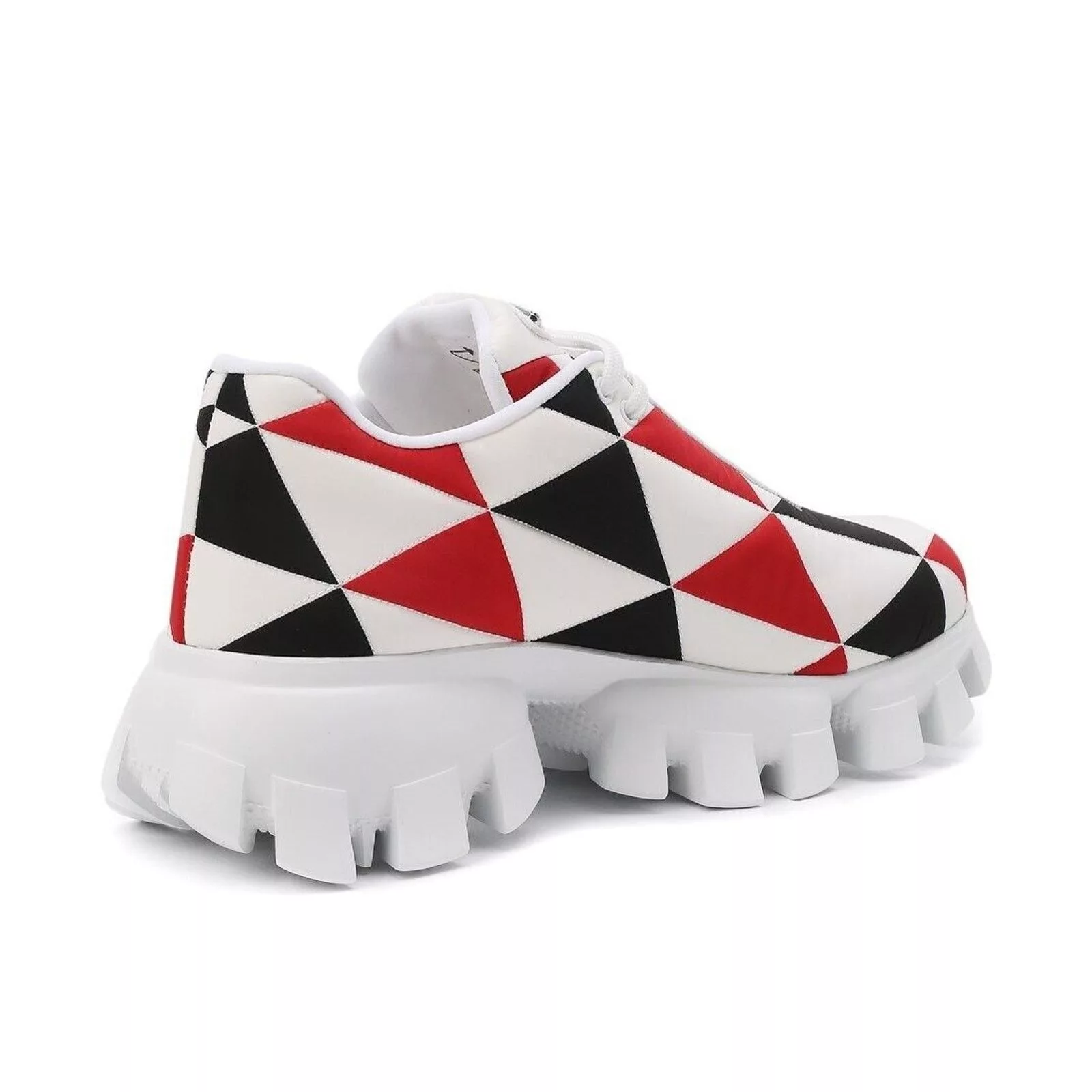 Prada Low Top Sneakers Prada 1E863M WHITE BLACK RED NYLON LOGO THUNDER LOW SNEAKERS 38.5