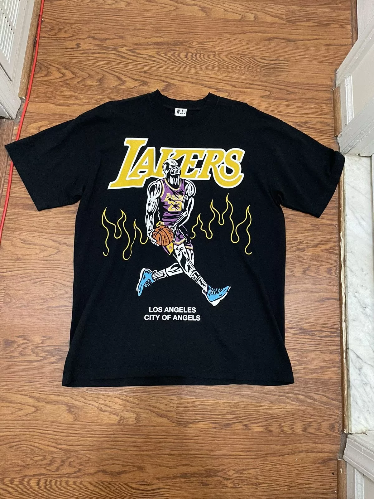 Warren Lotas Short Sleeve T Shirts Warren Lotas Lebron James Flames T-Shirt Black