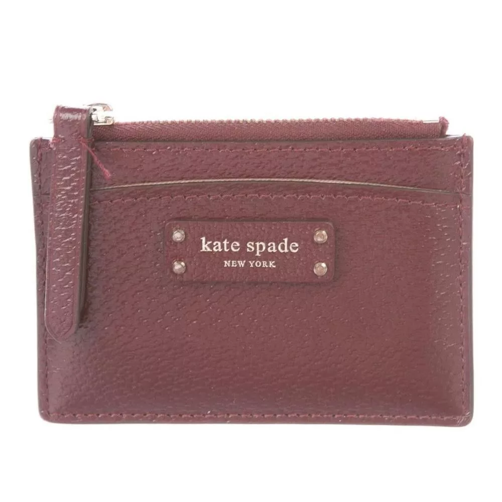 Kate Spade Wallets Kate Spade Burgundy Leather Signature Cardholder Card Case Purple