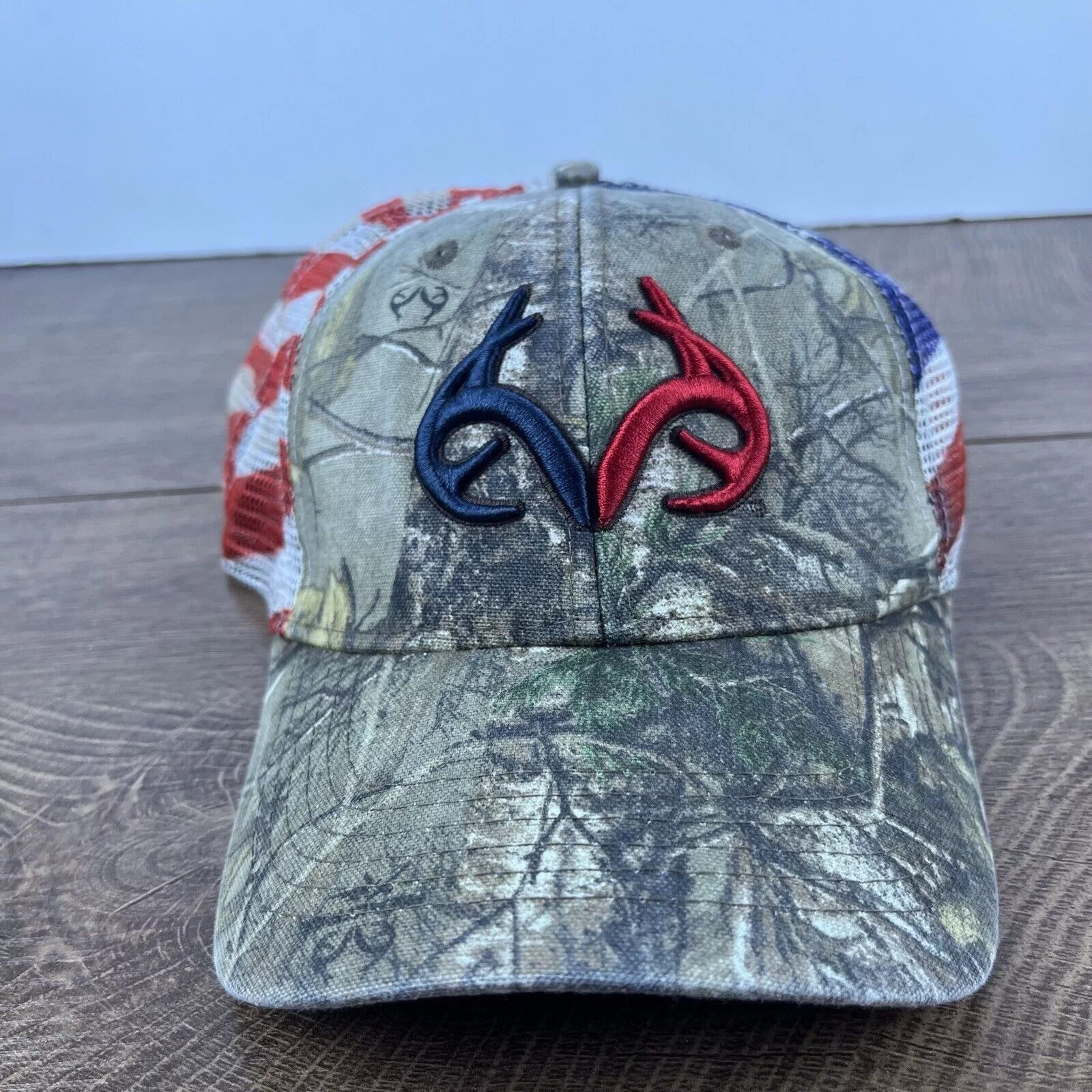 Realtree Hats Realtree USA Hat American Camo Adjustable Hat Green Adult Fi