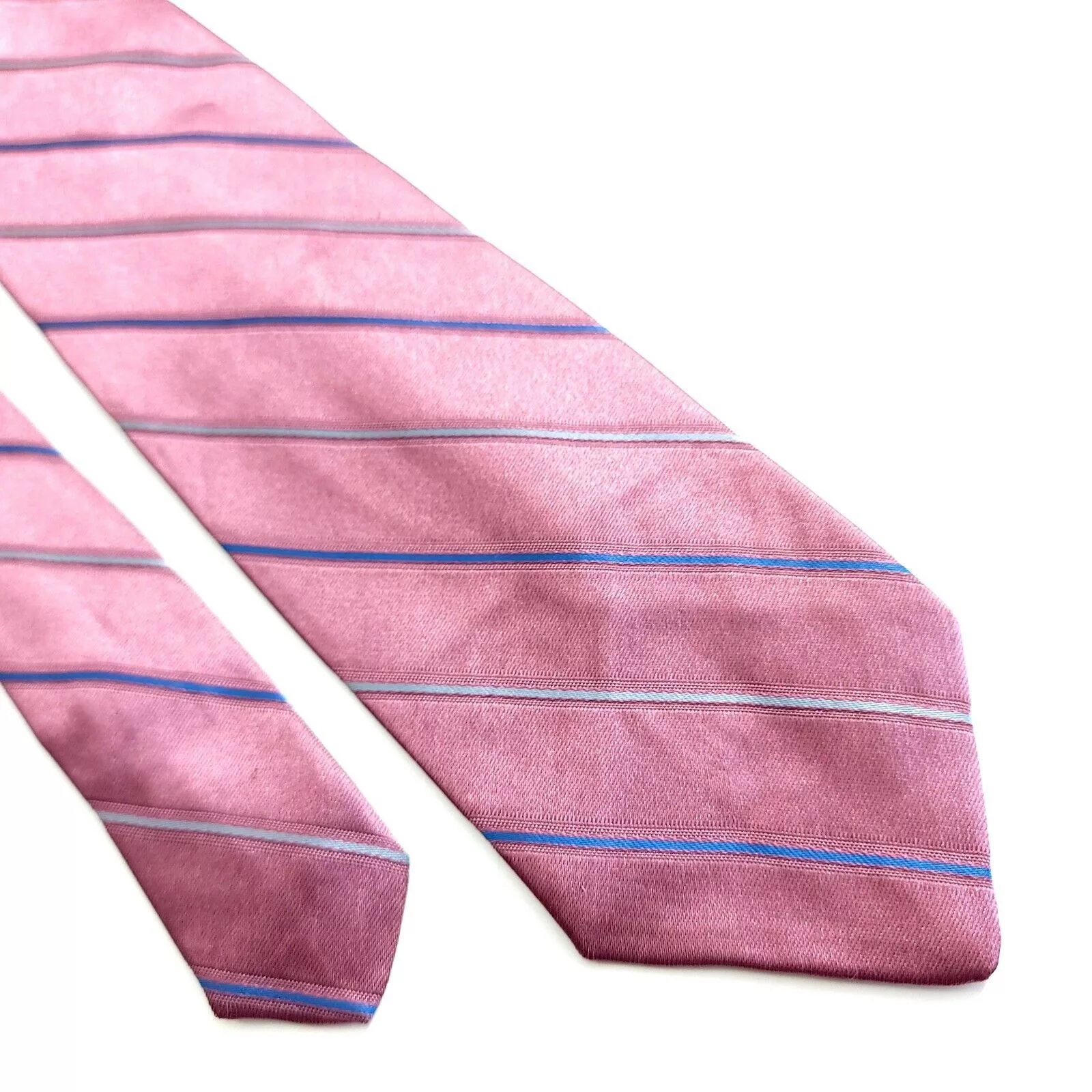 Givenchy Ties Pocketsquares Vintage Givenchy Monsieur Pink Blue Striped Woven Polyester