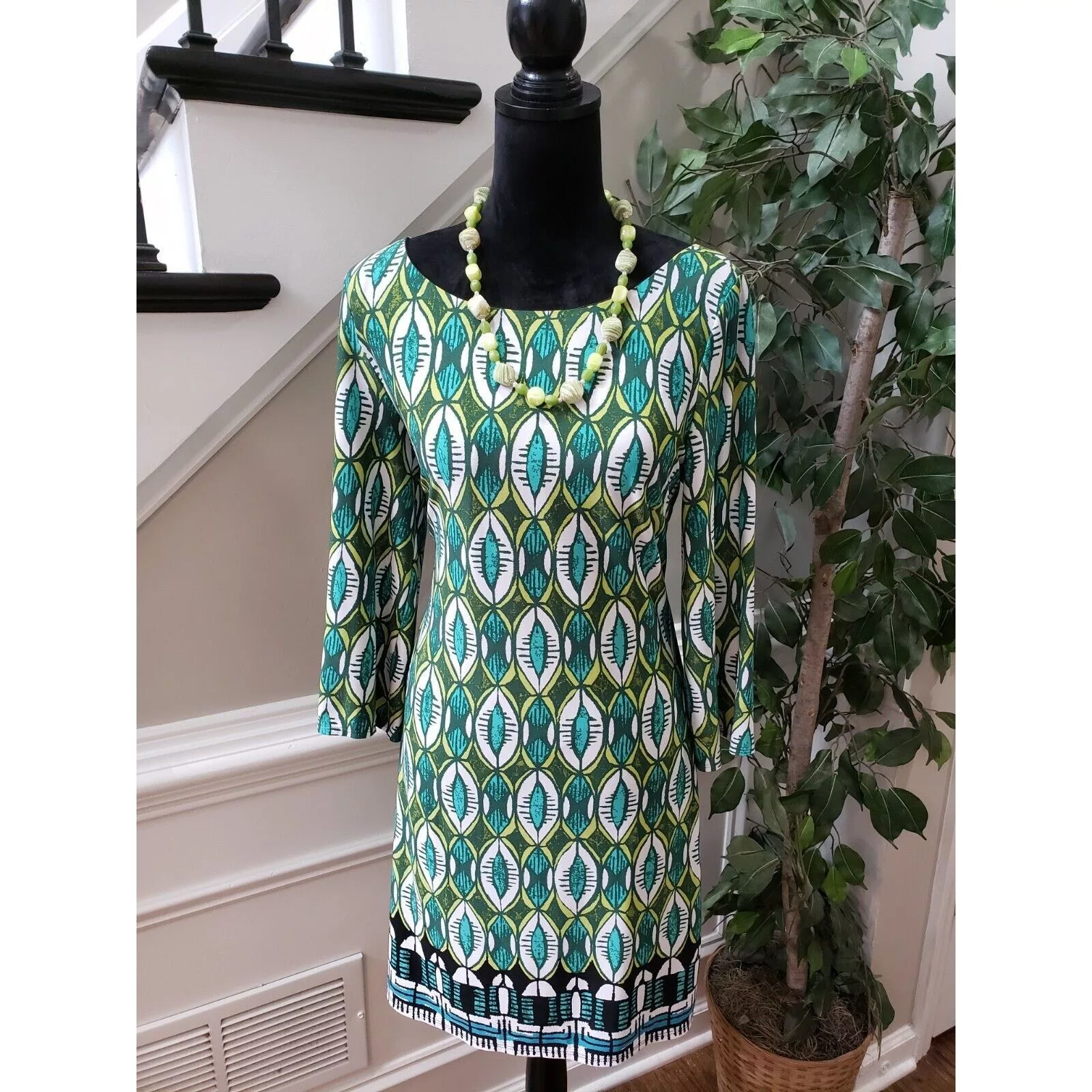Laundry by Shelli Segal Midi Dresses Laundry by Shelli Segal Laundry Polyester Round Neck 3/4 Sleeve Knee Length Dress M Multi