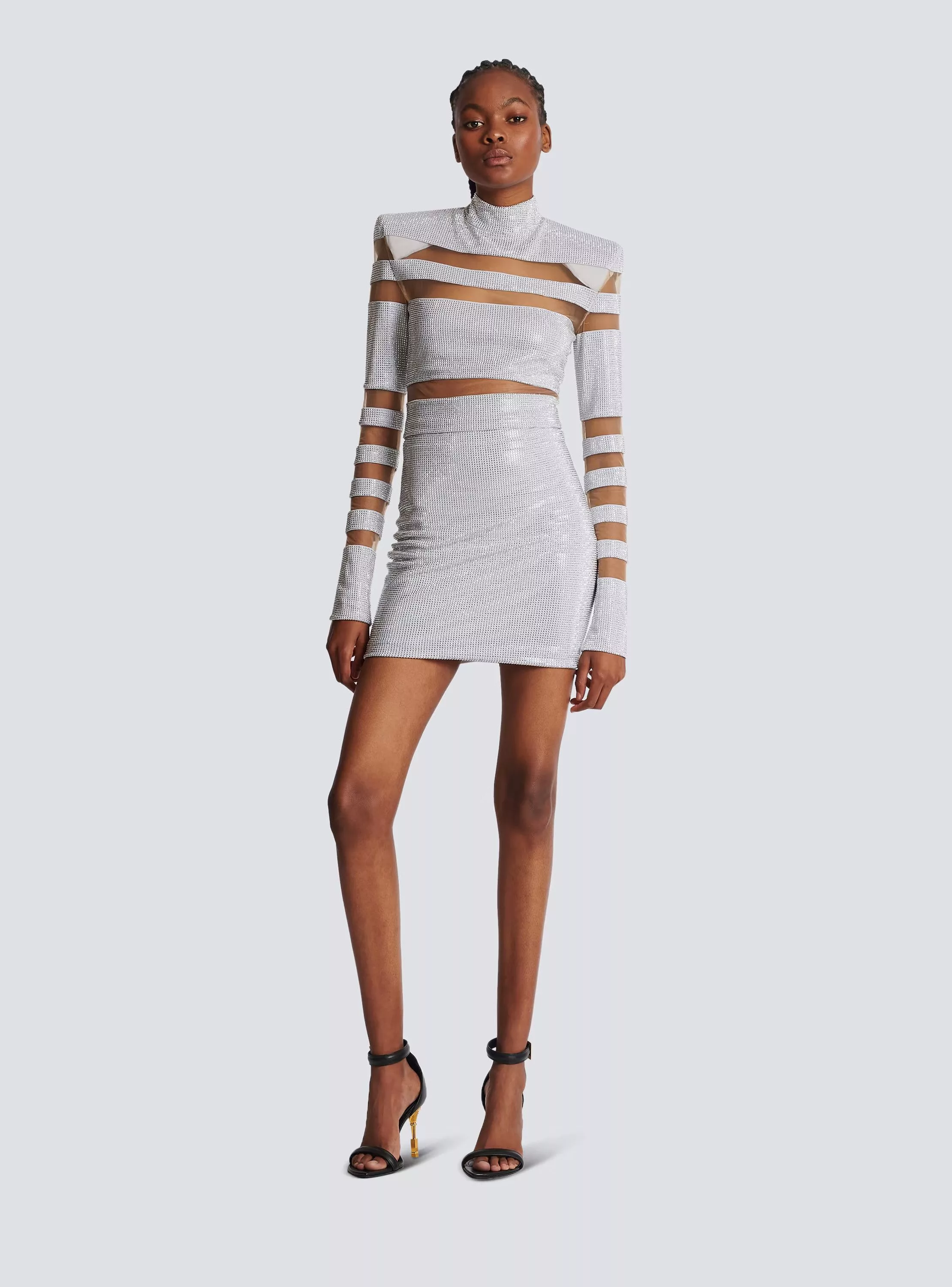 Balmain Crop Tops Balmain o1s1rm0624 Crop Top in Silver