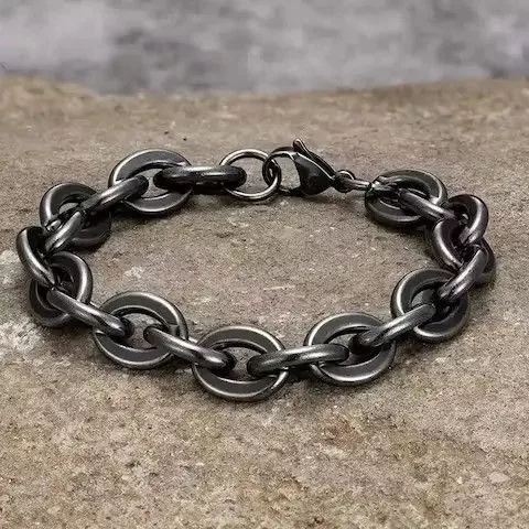 Jewelry Jewelry Watches Jewelry Oval Shape Chain Bracelet Black