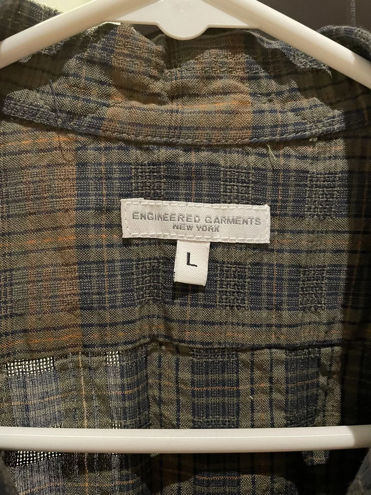 Engineered Garments Shirts Button Ups Engineered Garments Short Sleeve Button Down Blue