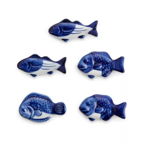 Blue Fish Chopstick Rests 5/pc