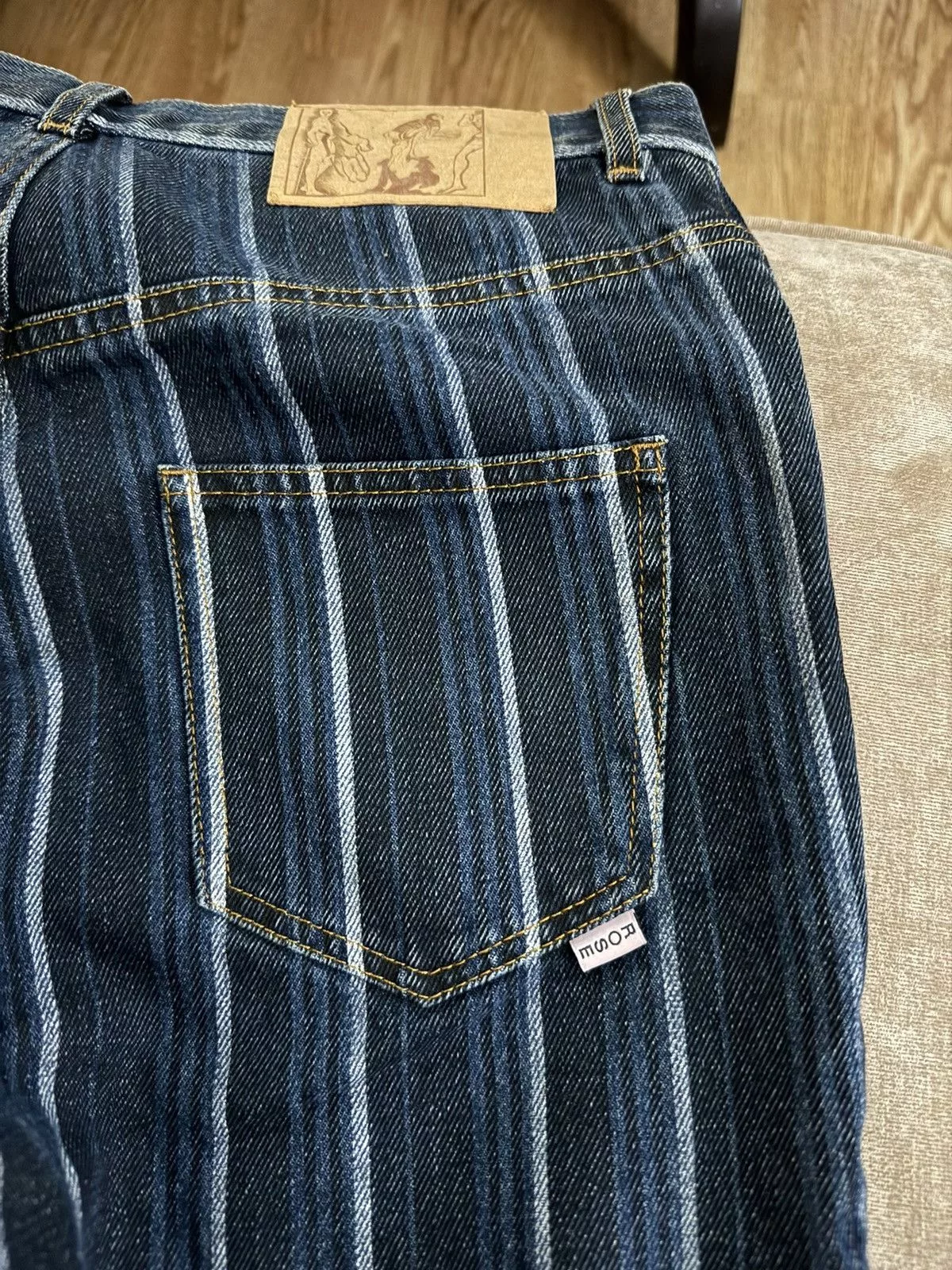 Martine Rose Denim Martine Rose Black Stripe Straight Jeans Blue