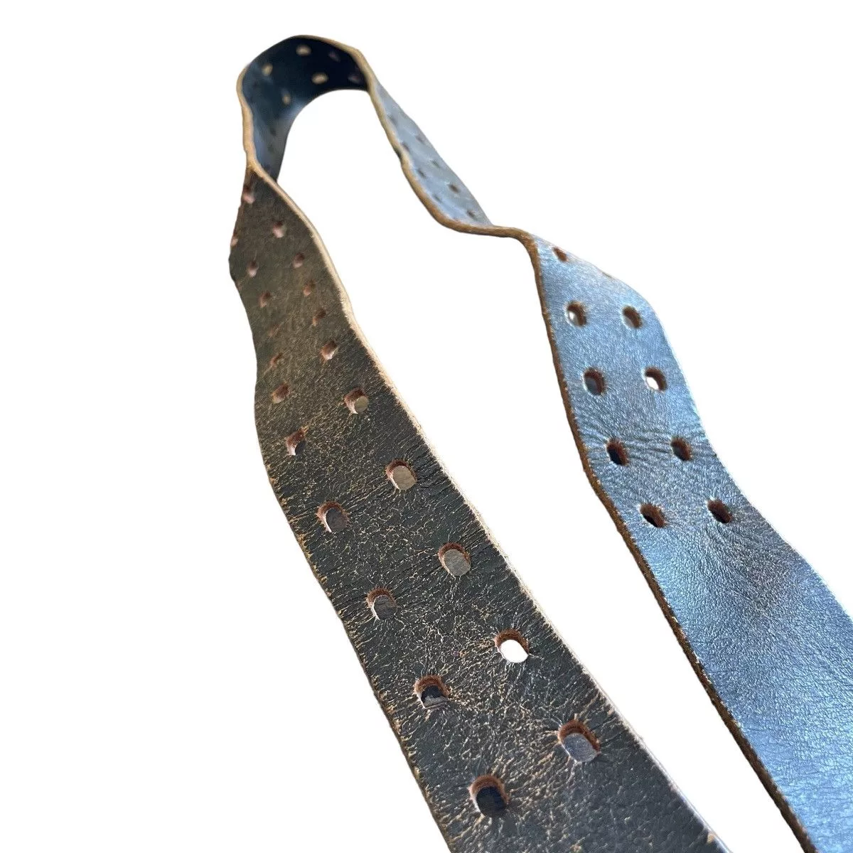 Leather Belts Leather × Vintage Vintage Distressed Grunge Styled Leather Belt Black Avant-Garde