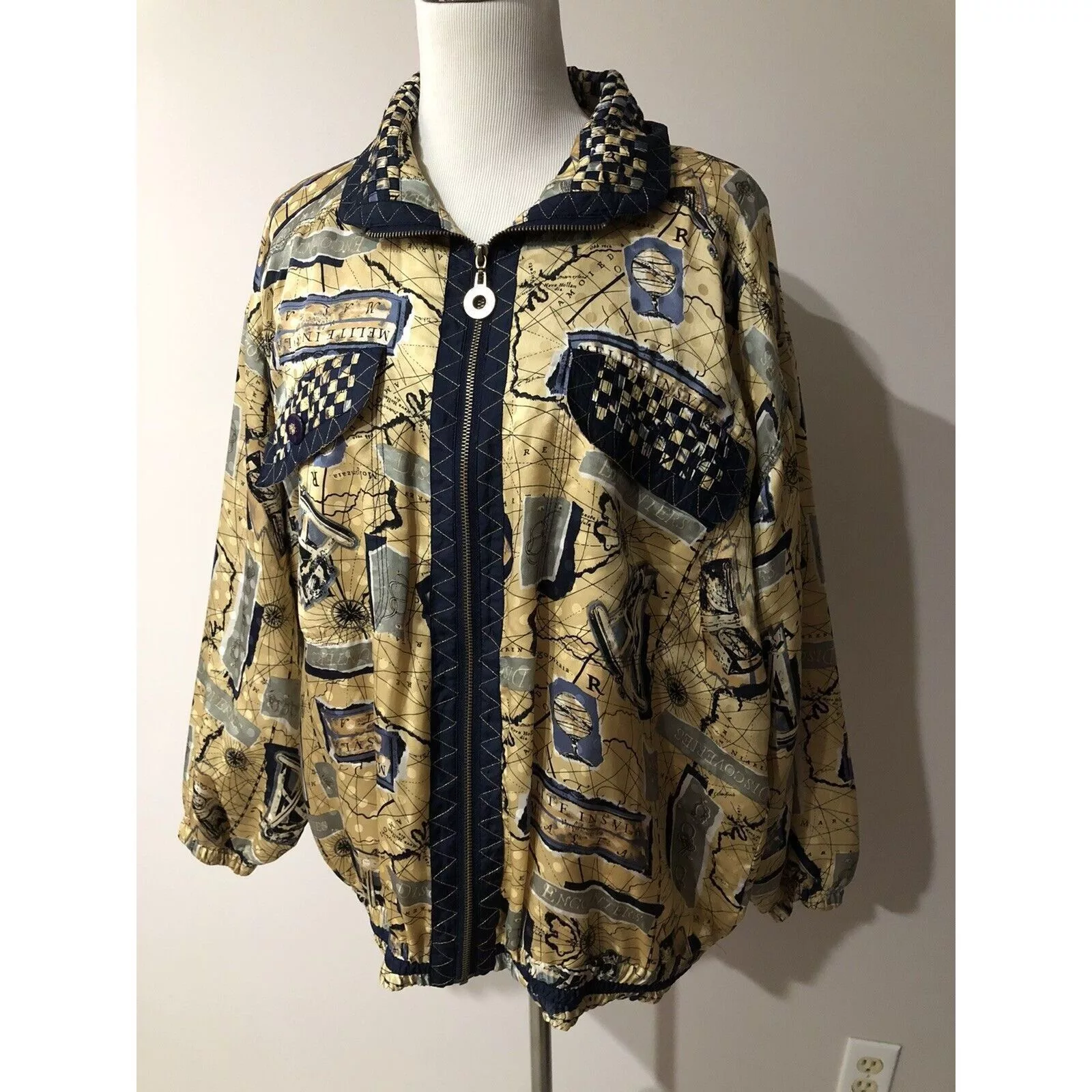 Other Bombers Other Mureli 100% Silk Women’s Jacket Shirt Nautical Multicolor Zi Yellow