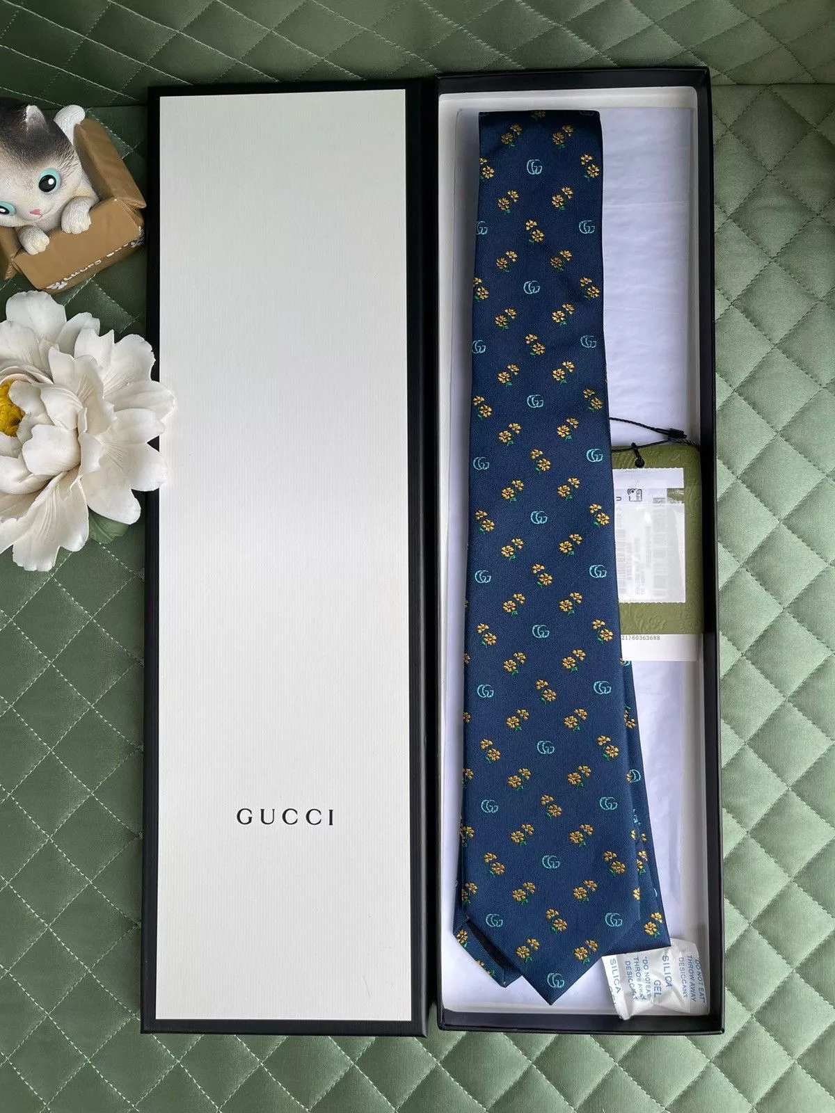Gucci Ties Pocketsquares Gucci Silk blue print tie