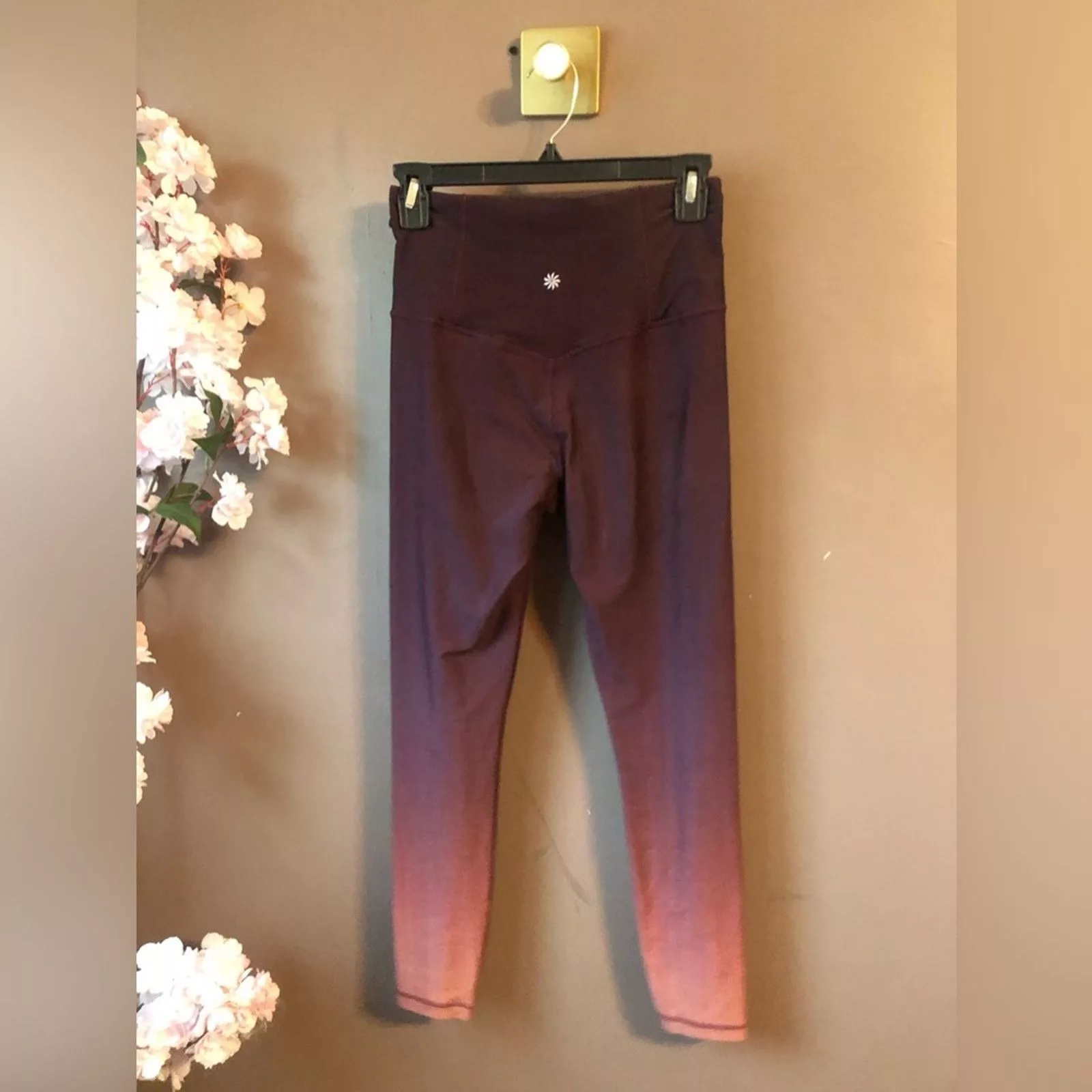 Athleta leggings burgundy top lighter bottom Brown