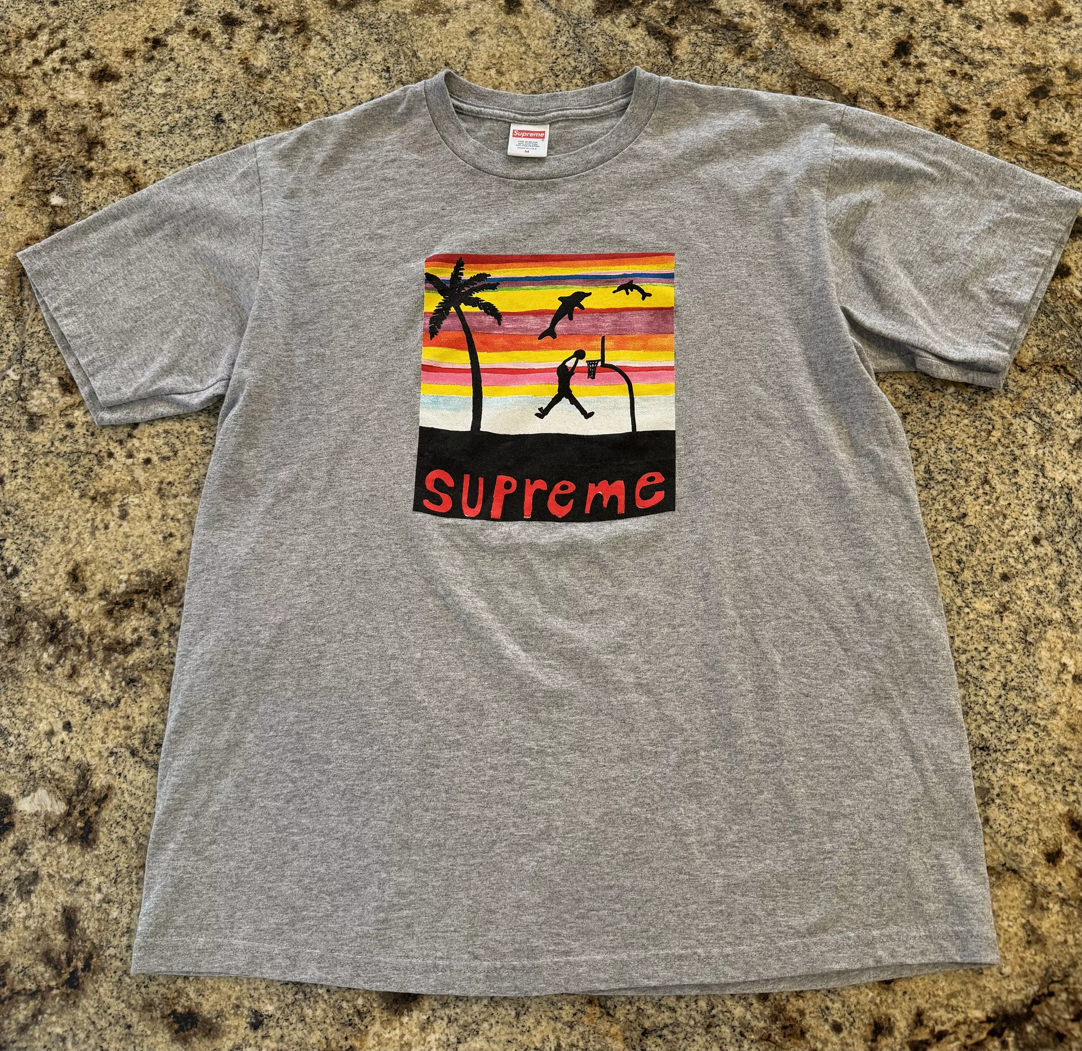 Supreme Short Sleeve T Shirts Supreme Suprme Dunk Tee Gray
