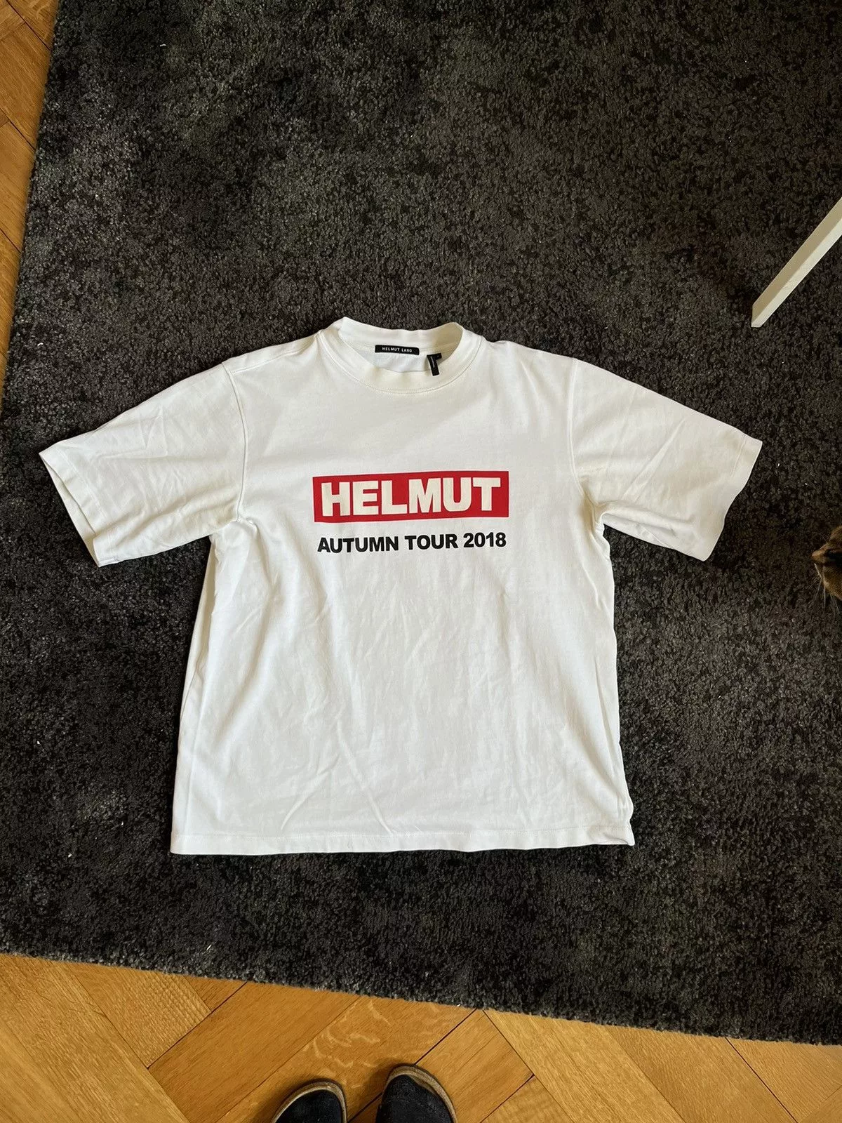 Designer Long Sleeve T Shirts Designer × Helmut Lang Helmut Lang Autumn 2018 Logo Tee White Streetwear