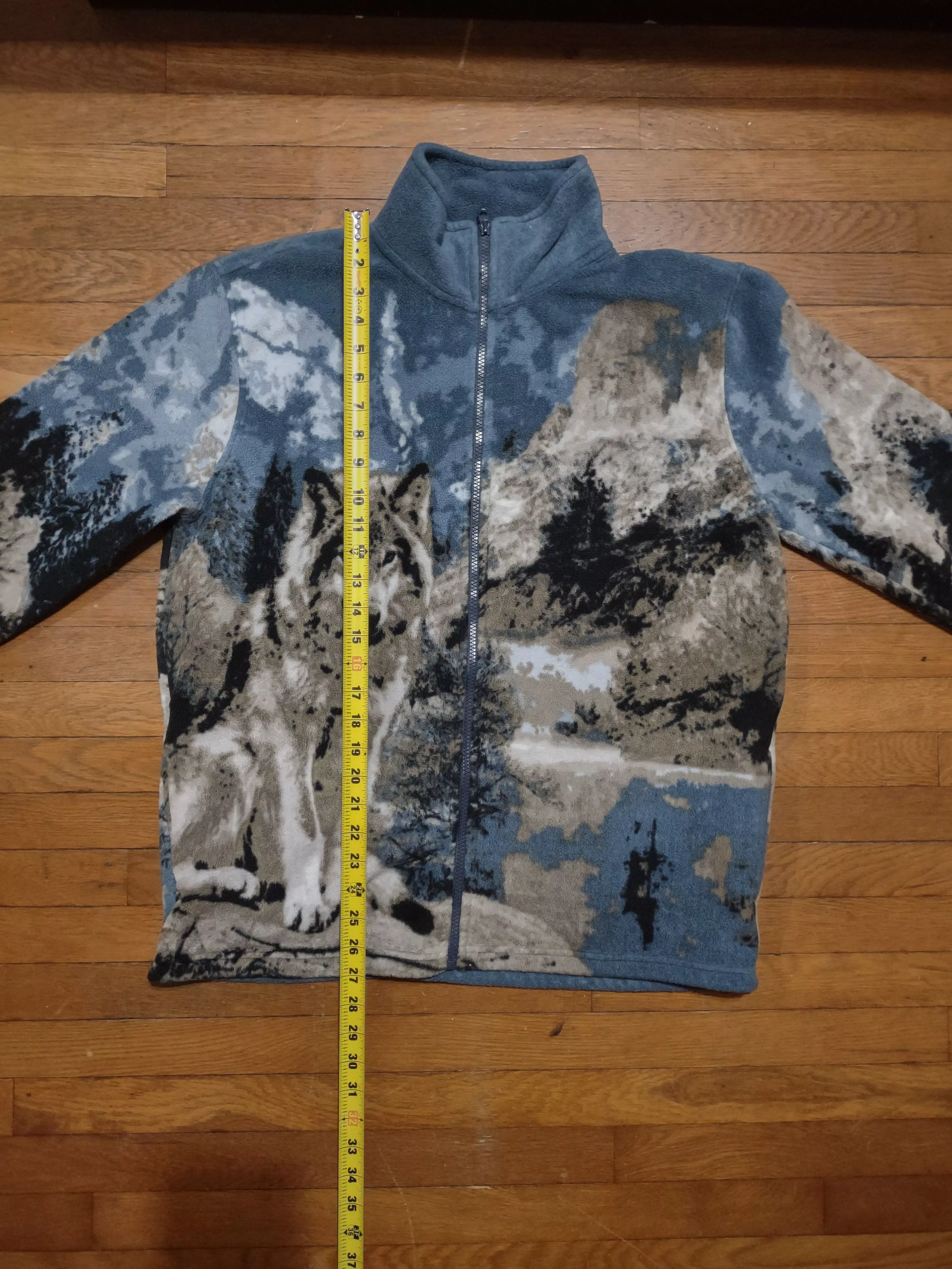 Vintage Light Jackets Vintage Fleece Wolf Zip-Up Blue