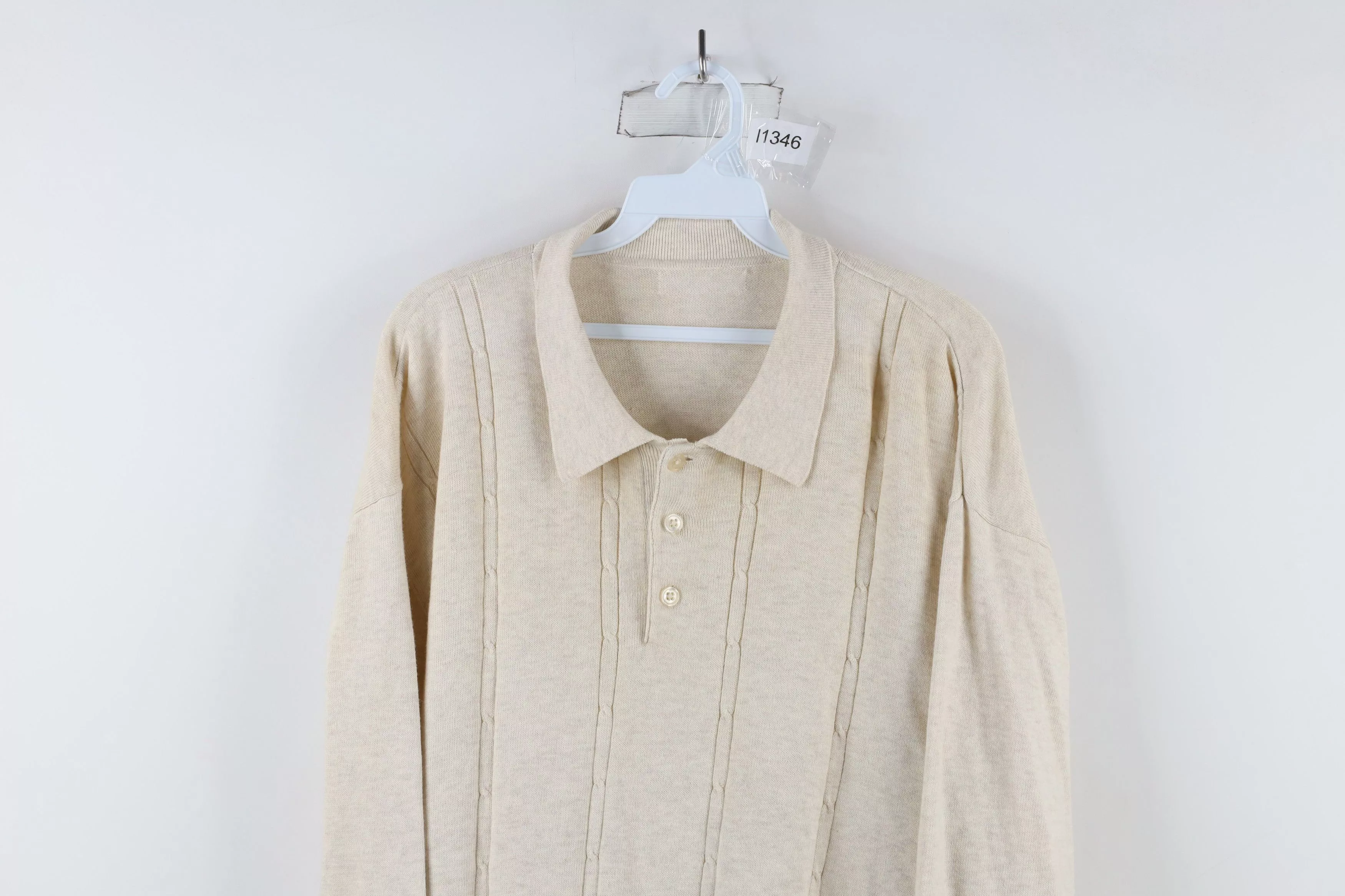 Vintage Sweaters Knitwear Vintage 90s Streetwear Knit Collared Pullover Sweater Beige