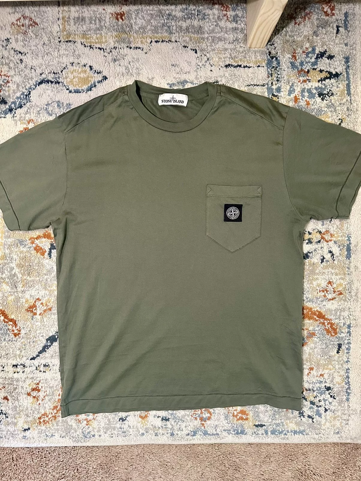 Stone Island Short Sleeve T Shirts Stone Island Logo Pocket Short Sleeve Tee Shirt Green