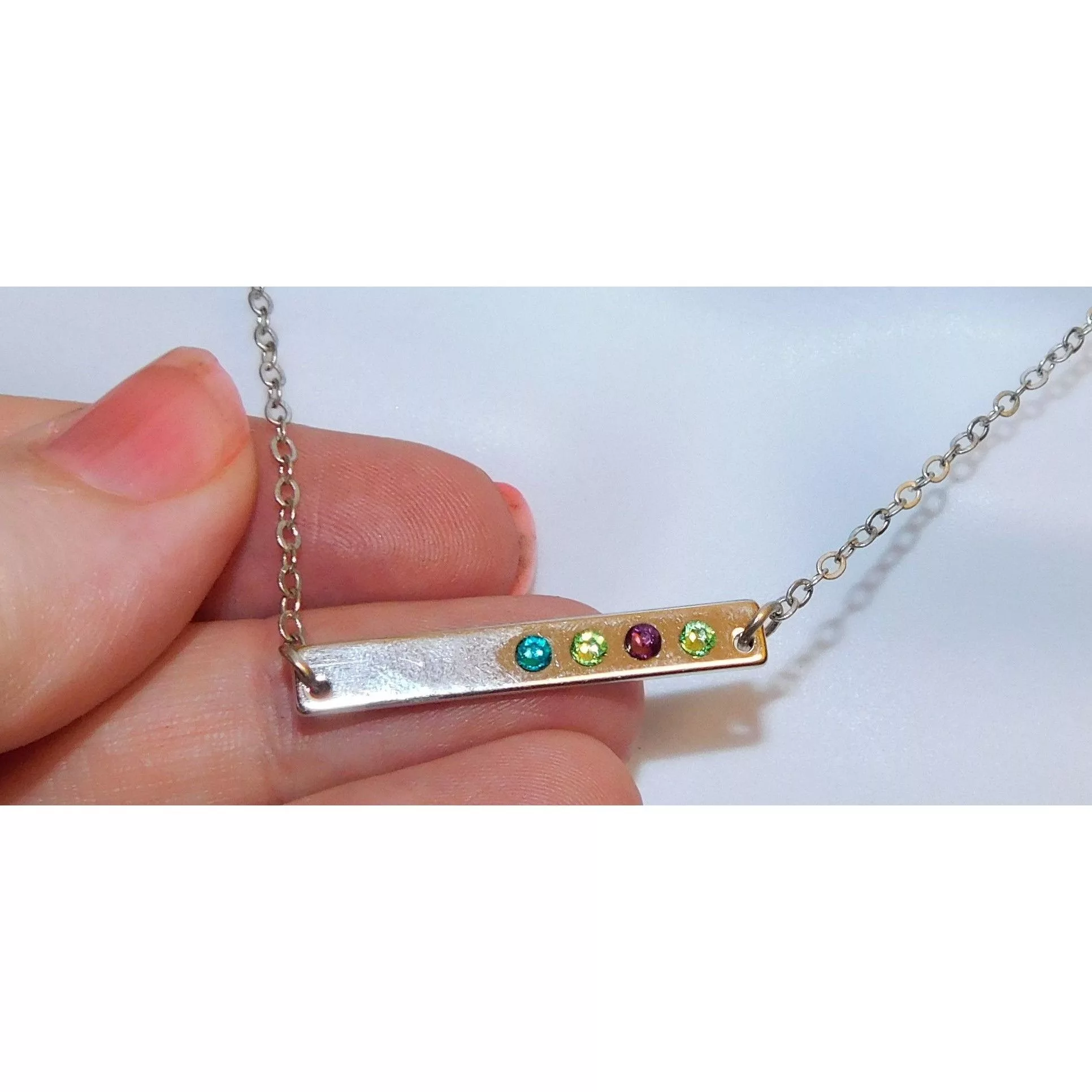 Other Necklaces Other Silver Rhinestone Bar Necklace Multi
